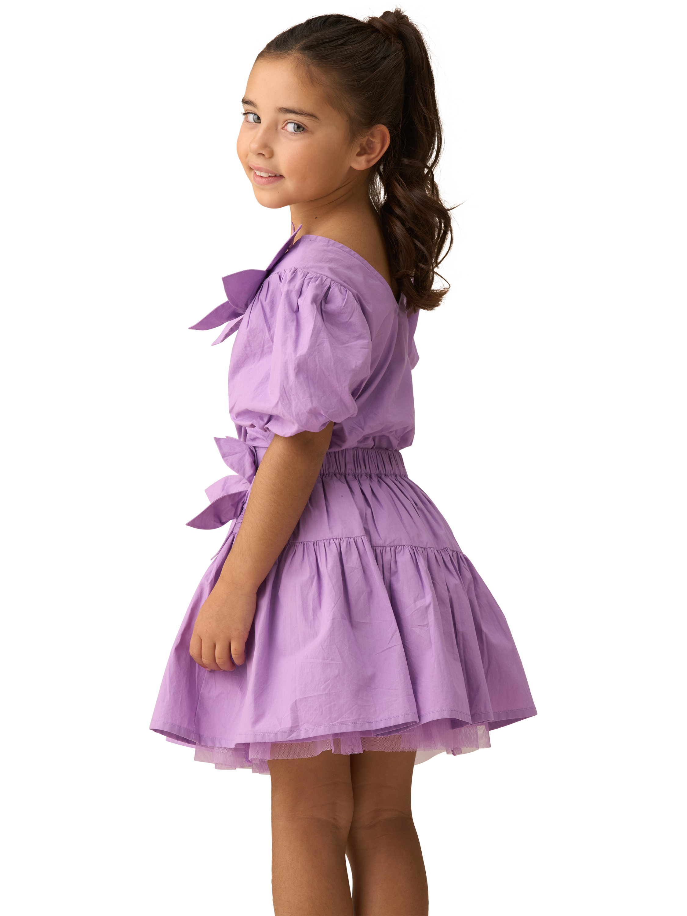 Product image 4 of 7, which shows Angel & Rocket Kids' Corsage Woven Skirt, Purple, 2 years