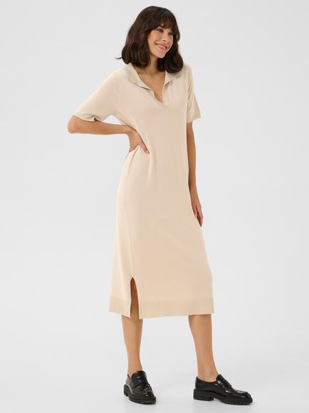 KAFFE Lizza Polo Neck Midi Jumper Dress, Feather Grey
