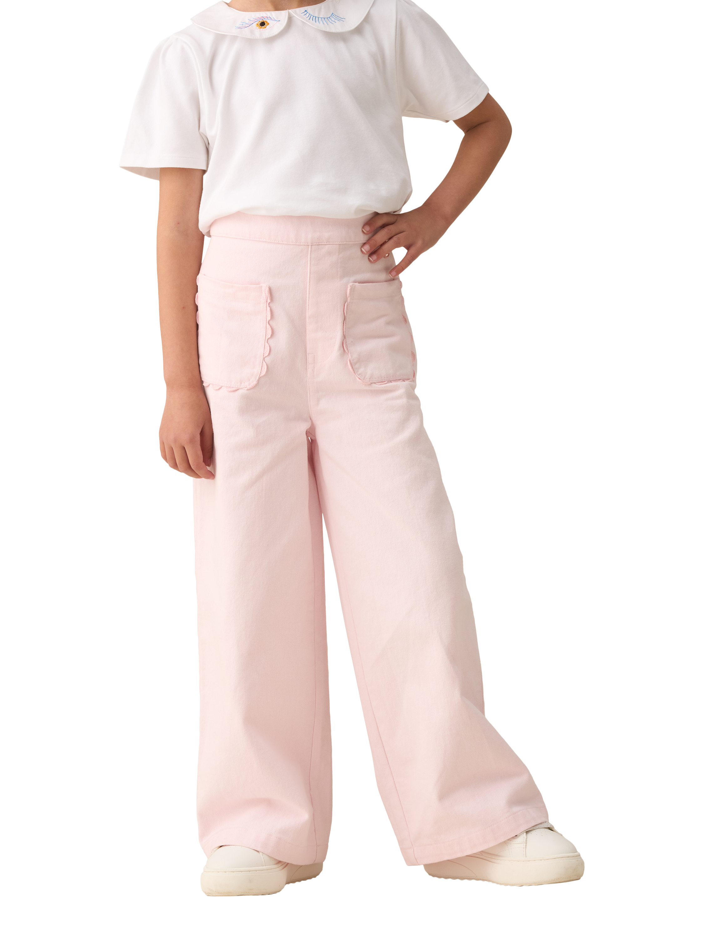 Product image 1 of 6, which shows Angel & Rocket Kids' Washed Trousers, Pink, 3 years