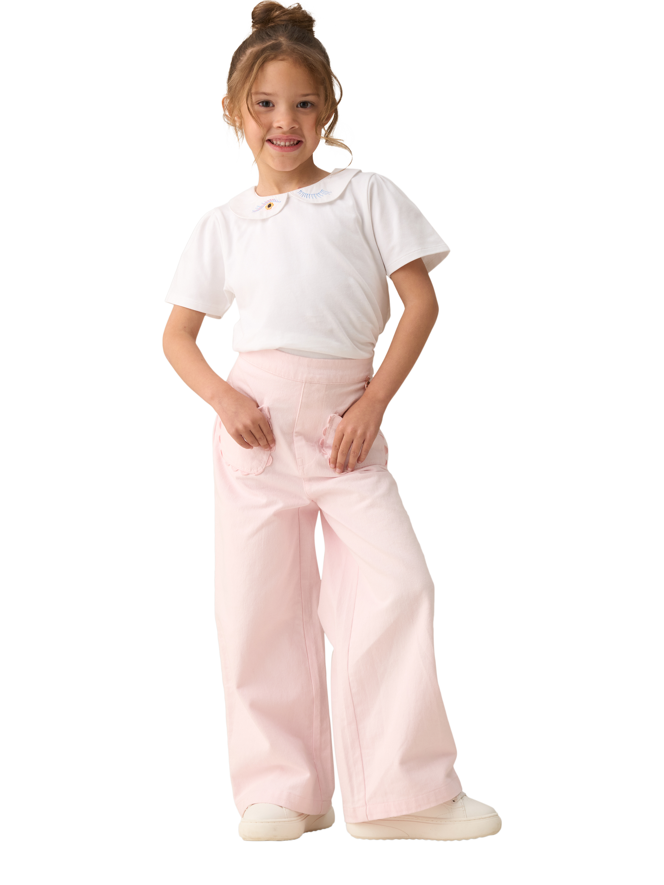 Product image 2 of 6, which shows Angel & Rocket Kids' Washed Trousers, Pink, 3 years