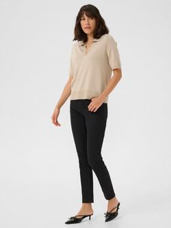 KAFFE Lizza Rib Knit Polo Neck Short Sleeve Jumper - view 2, Feather Grey