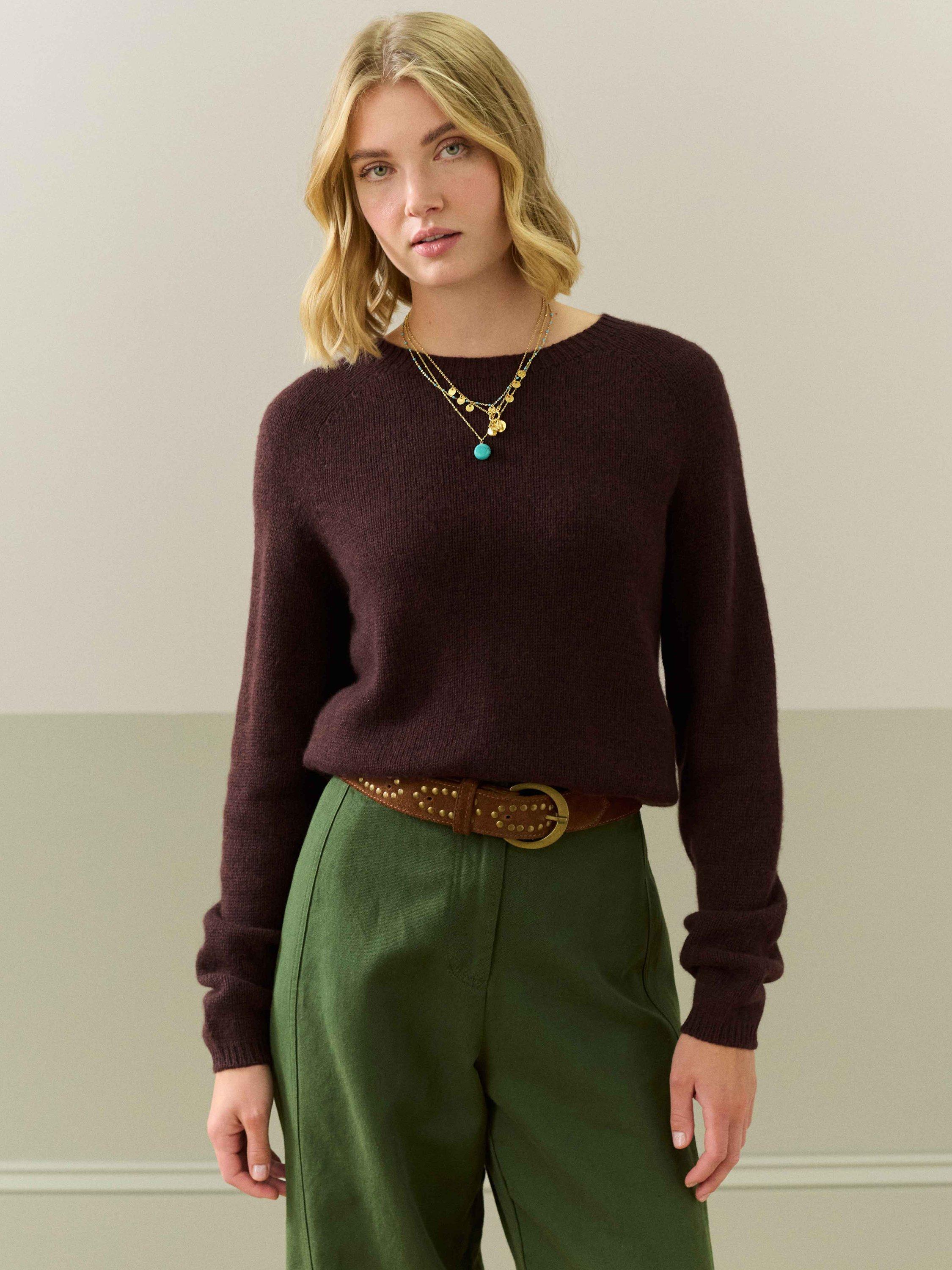 Brora Round Neck Pure Cashmere Jumper, Malt