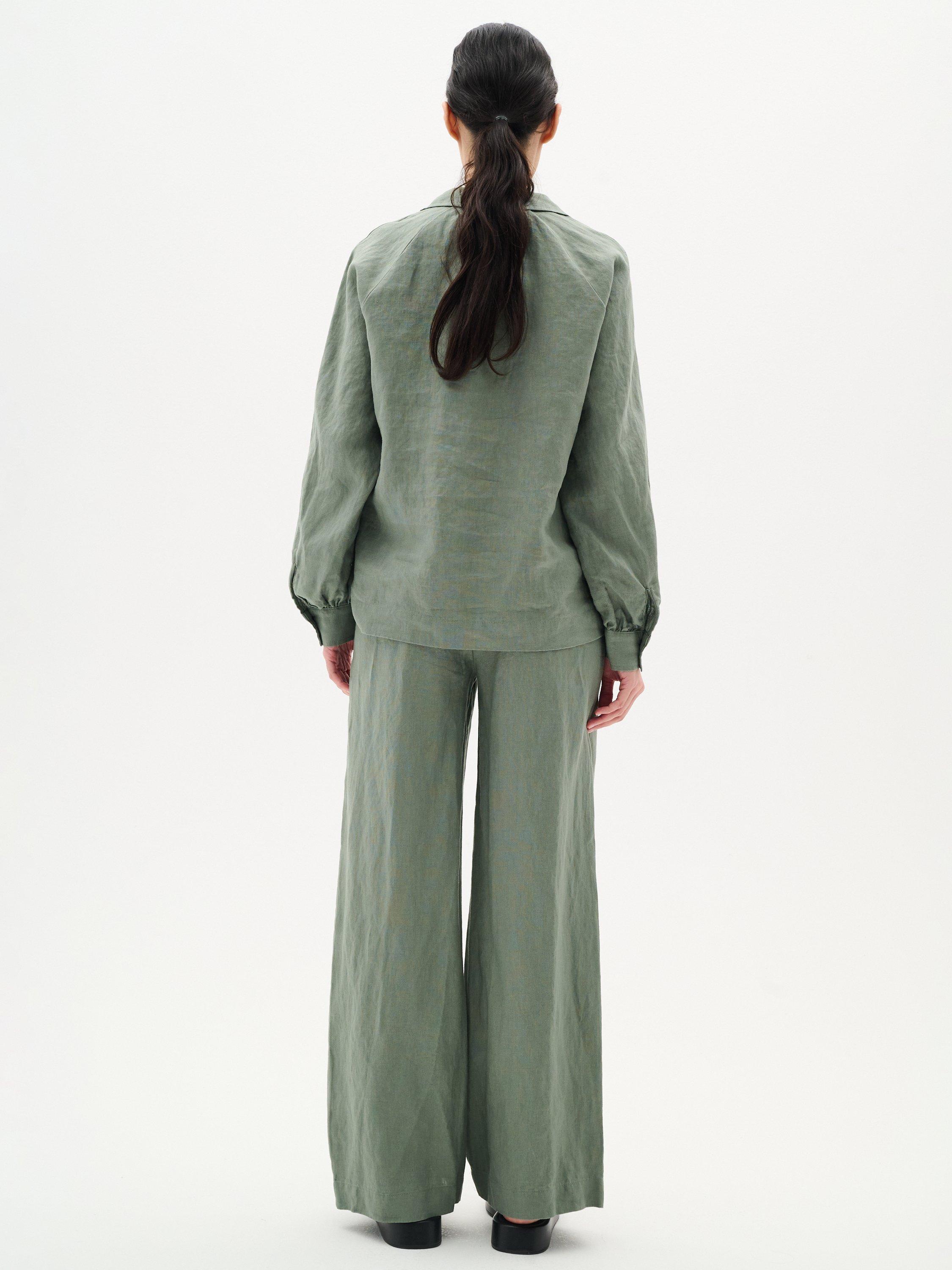 Product image 2 of 6, which shows InWear Solina Pure Linen Top, Agave Green, 8