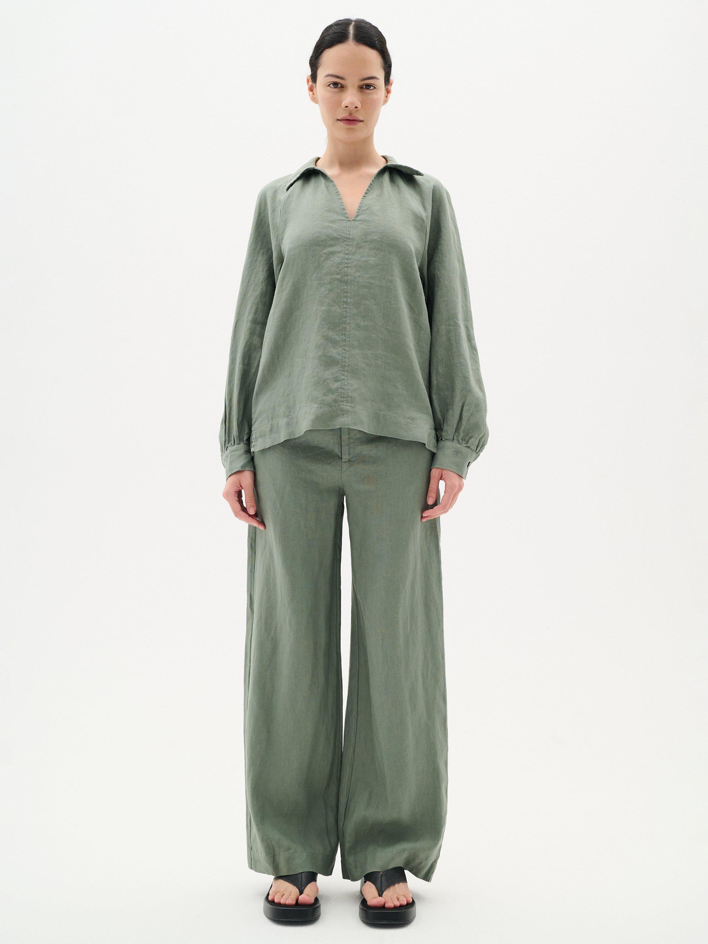 Product image 3 of 6, which shows InWear Solina Pure Linen Top, Agave Green, 8