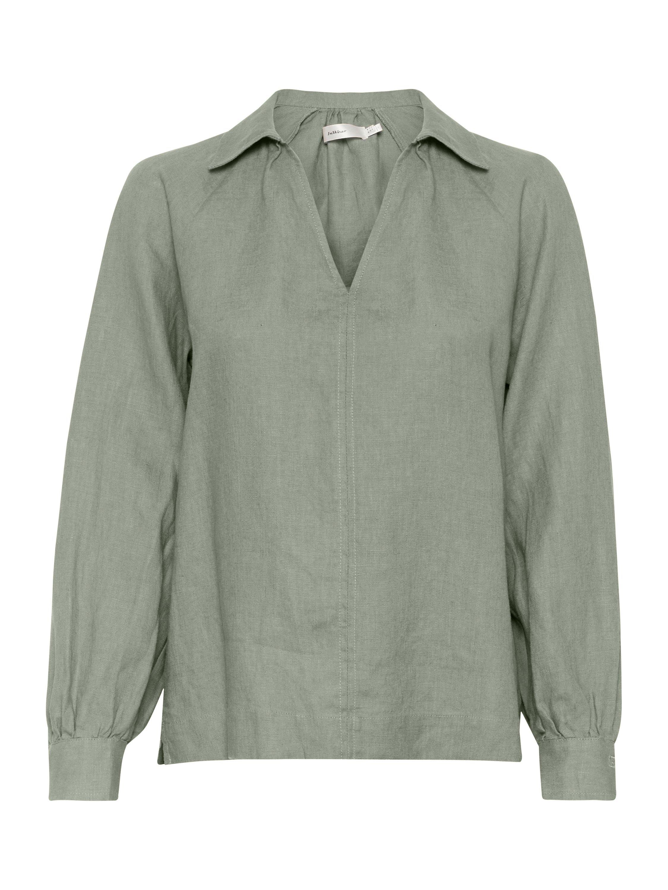 Product image 5 of 6, which shows InWear Solina Pure Linen Top, Agave Green, 8