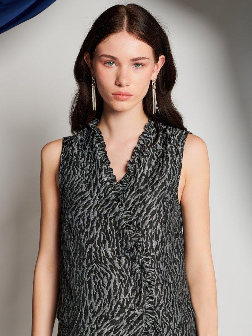 Product image 5 of 6, which shows GHOSPELL Jocelyn Wrap Mini Dress, Black Zebra, 6
