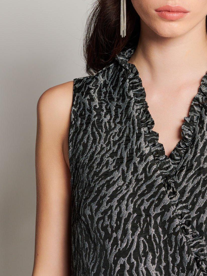 Product image 6 of 6, which shows GHOSPELL Jocelyn Wrap Mini Dress, Black Zebra, 6