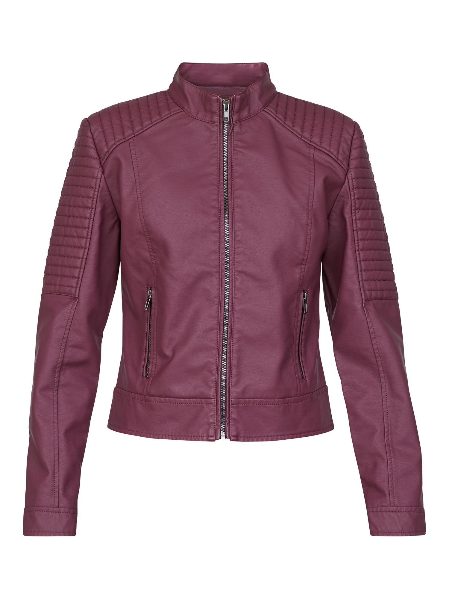 Product image 3 of 4, which shows Sisters Point Duna Slim Fit Biker Jacket, Port, XS
