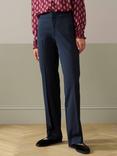Brora Tailored Straight Wool Rich Trousers, Midnight