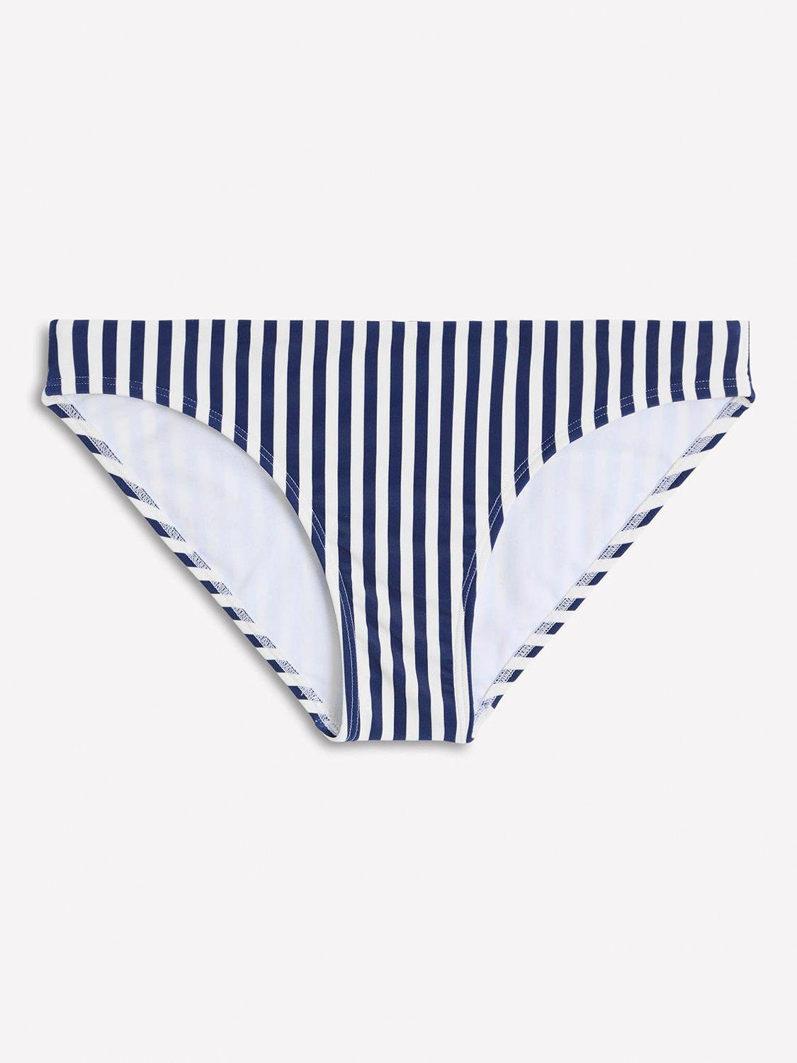 Product image 5 of 6, which shows Boden Classic Stripe Bikini Bottoms, Navy/Ivory, 8