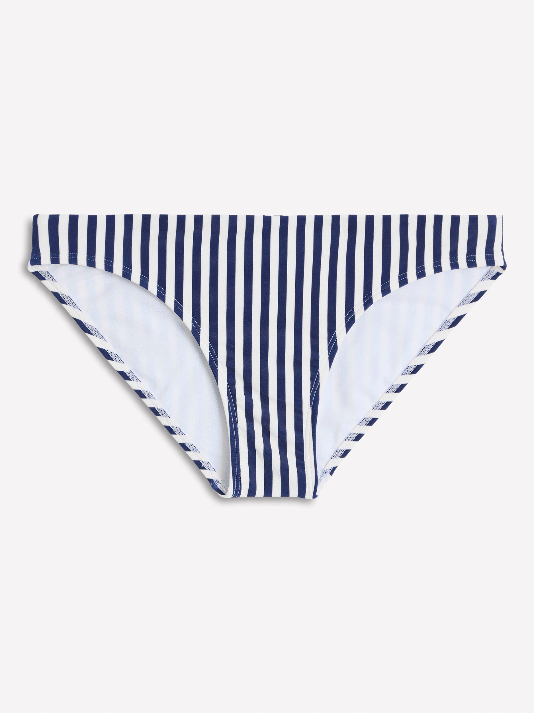Product image 6 of 6, which shows Boden Classic Stripe Bikini Bottoms, Navy/Ivory, 8