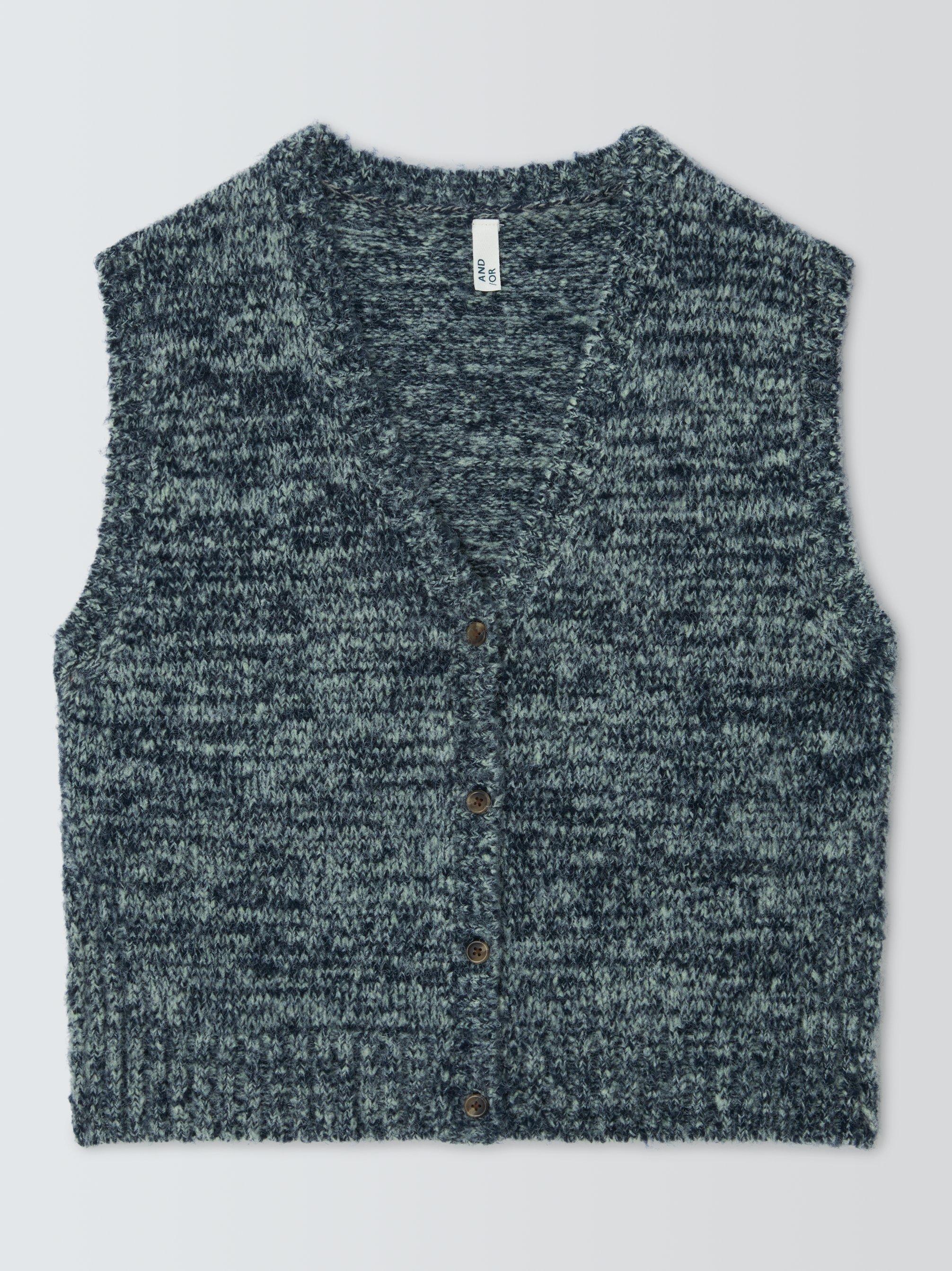 Product image 5 of 7, which shows AND/OR Becca Melange Knit Vest Top, Blue Multi, XS