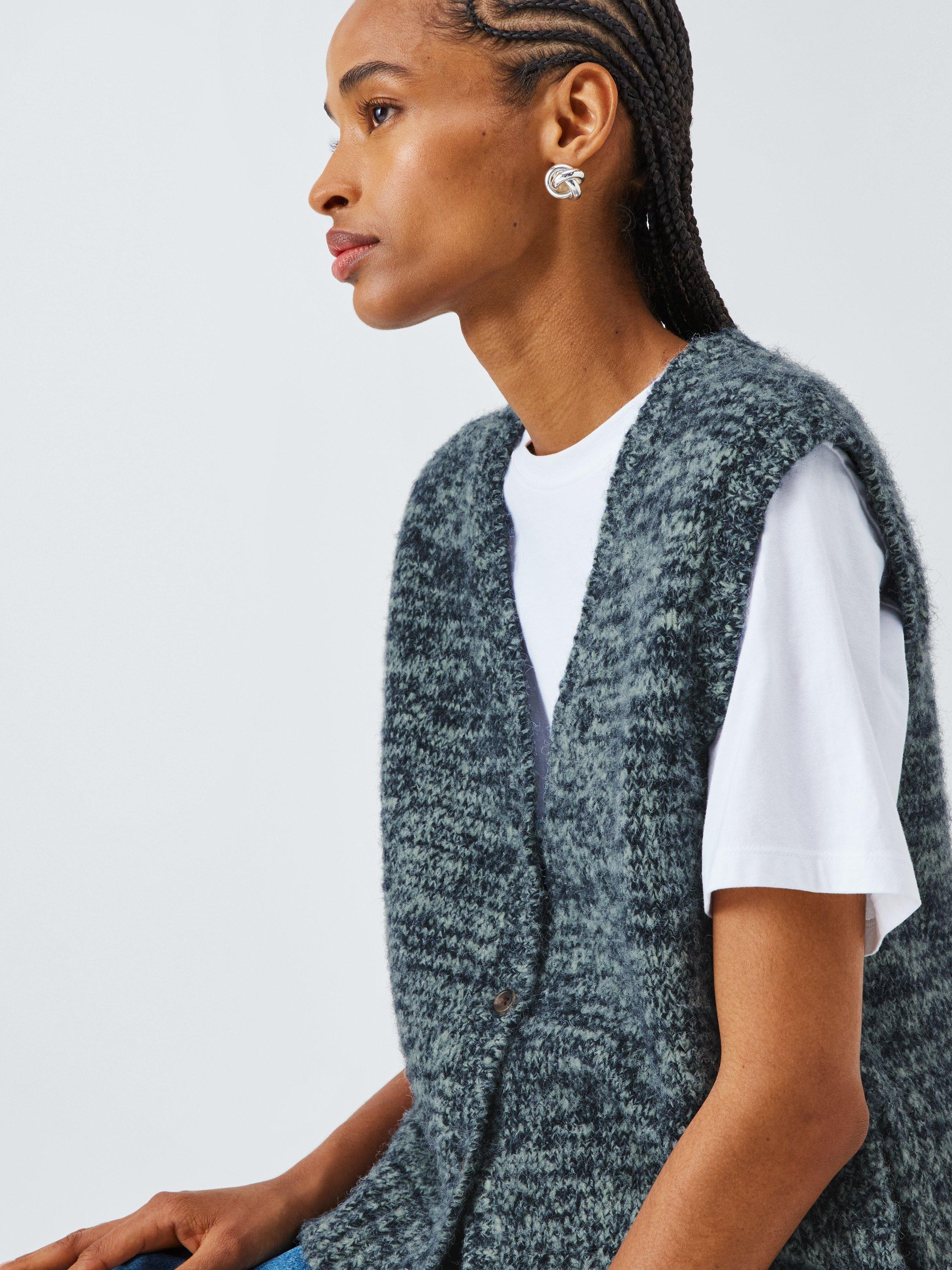 Product image 4 of 7, which shows AND/OR Becca Melange Knit Vest Top, Blue Multi, XS