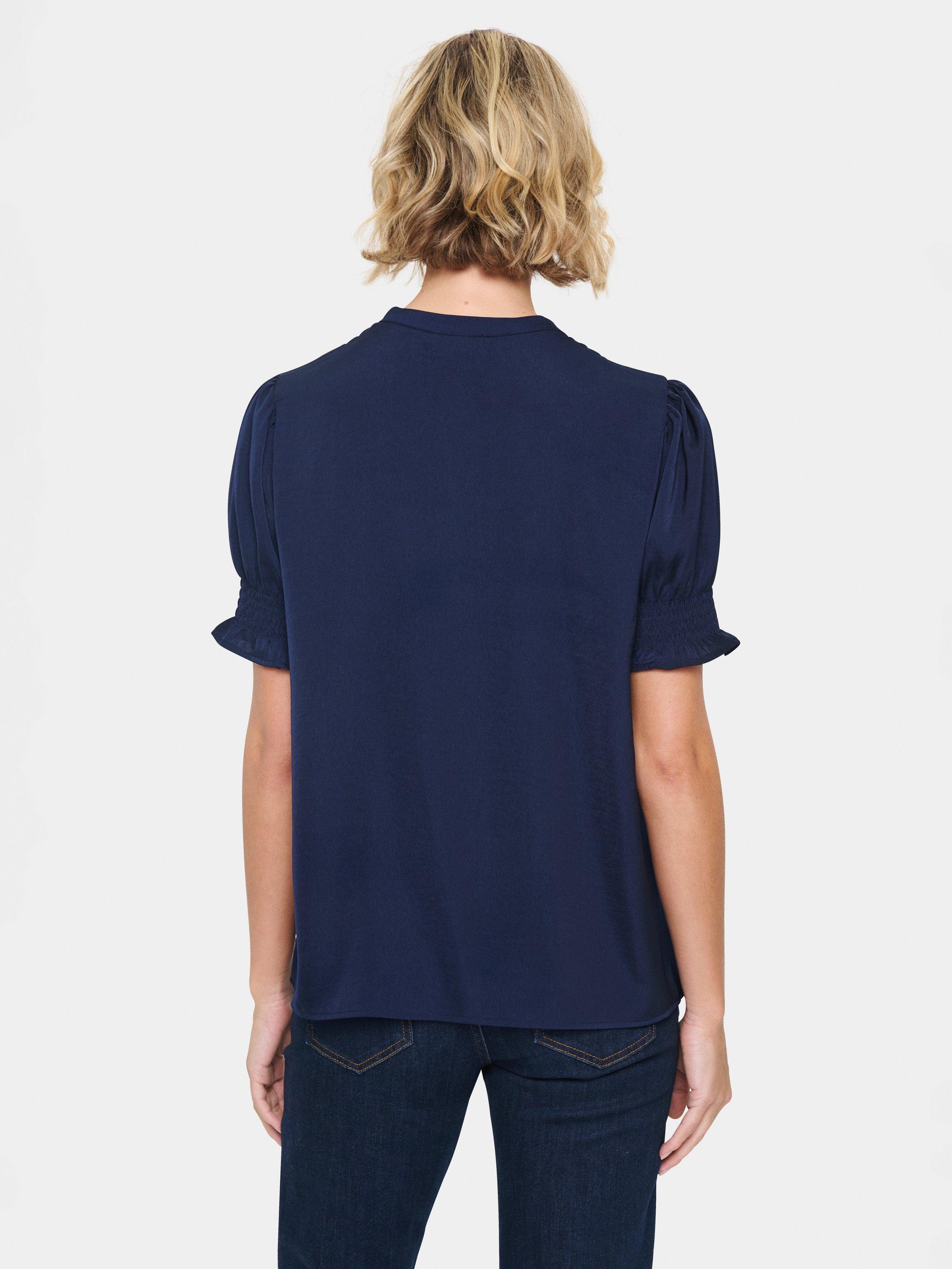 Product image 2 of 6, which shows Saint Tropez Ruffle Sleeve Top, Navy, XS