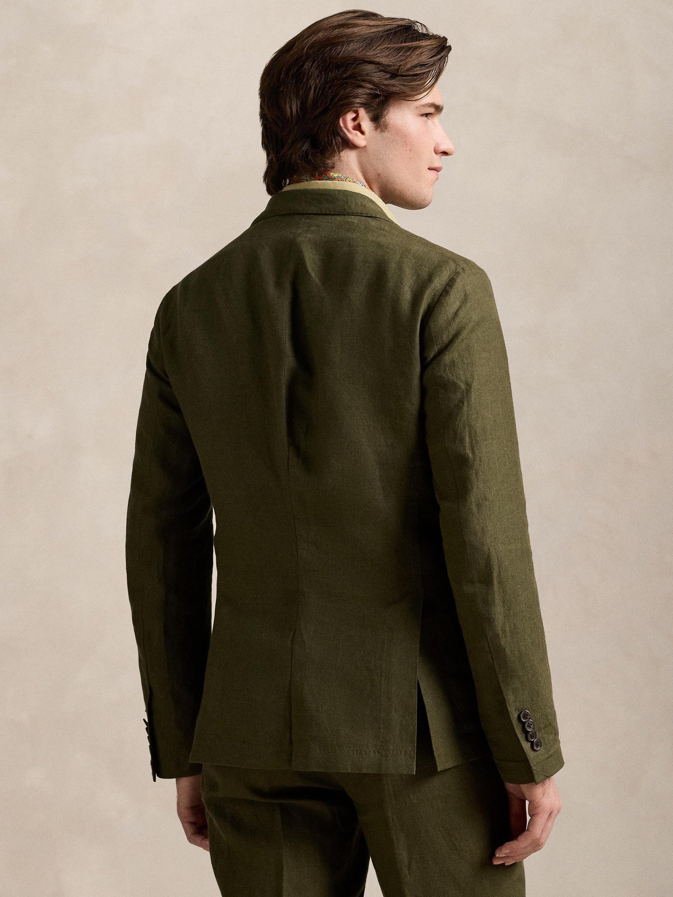 Product image 2 of 5, which shows Ralph Lauren Linen Single Breasted Suit Jacket, Armadillo, 38R