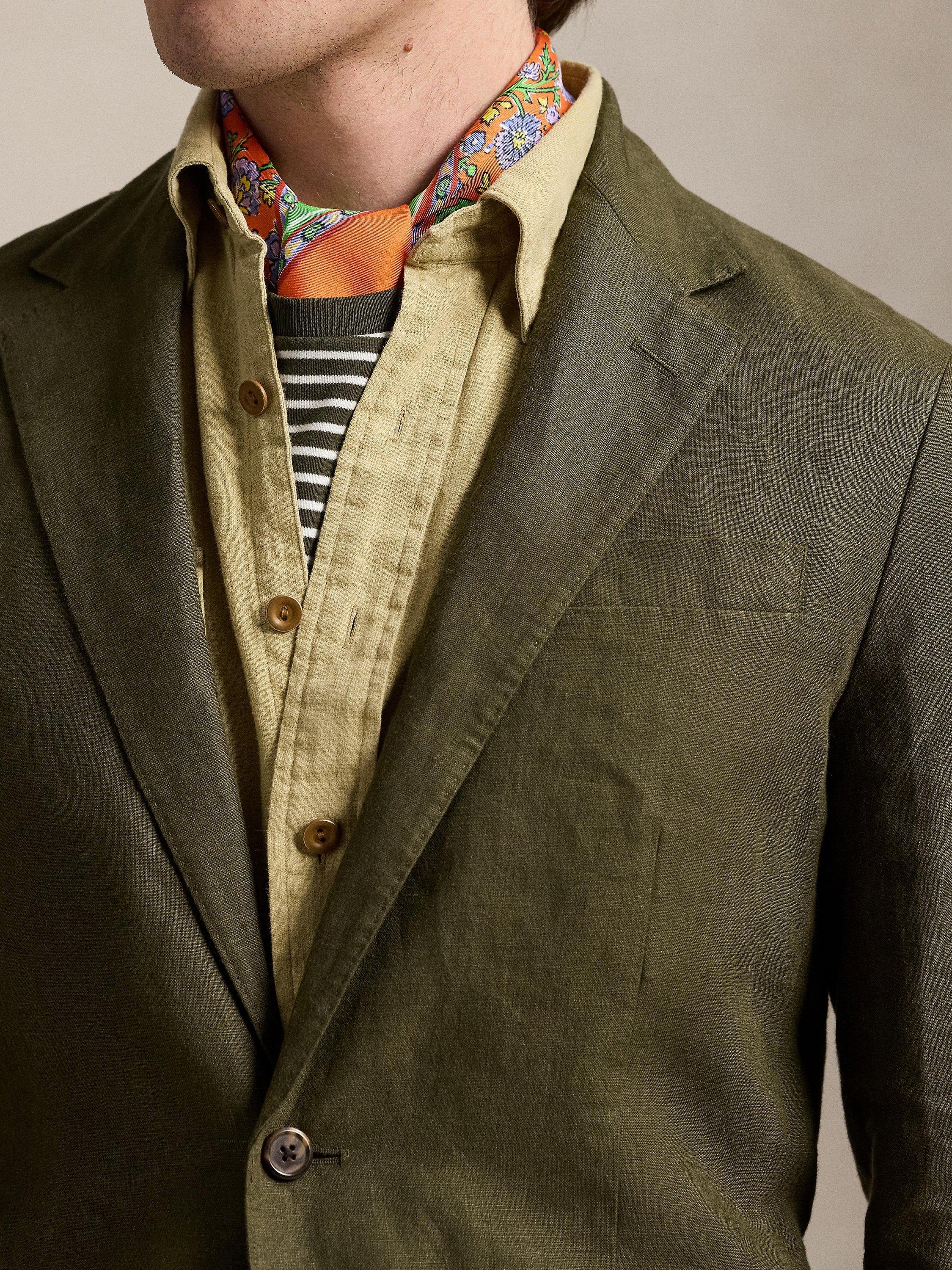 Product image 3 of 5, which shows Ralph Lauren Linen Single Breasted Suit Jacket, Armadillo, 38R