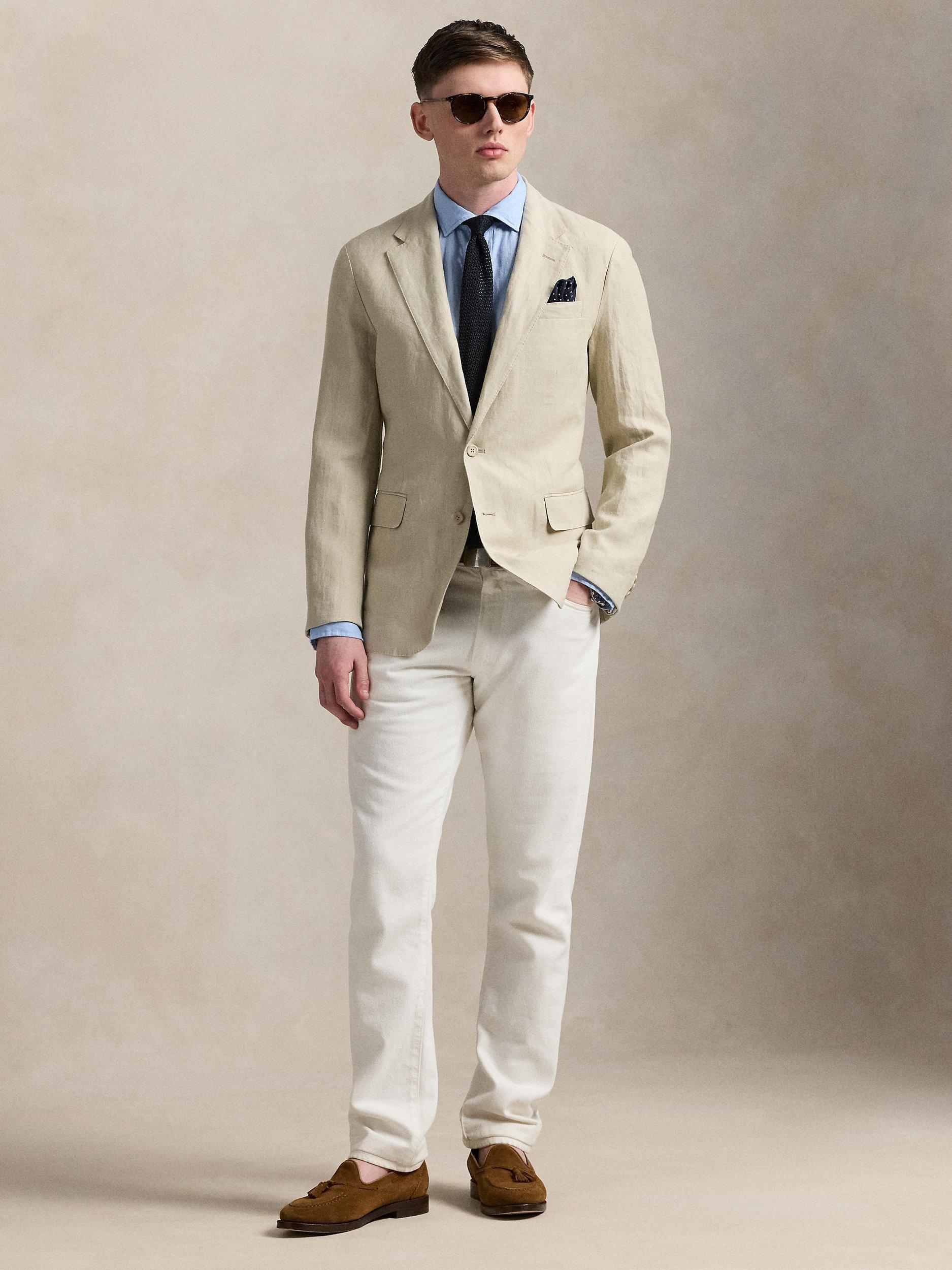 Product image 1 of 1, which shows Ralph Lauren Solid Linen Jacket, Spring Beige, 38R