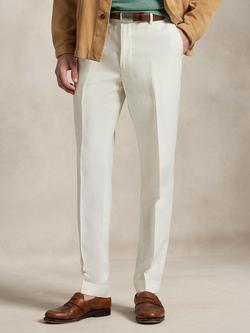 Ralph Lauren Linen Textured Slub Tailored Trousers, Cream, Cream