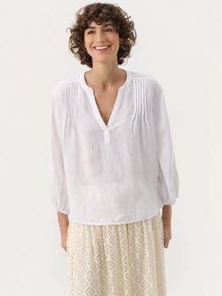 Part Two Nyara Pure Linen V-Neck Blouse, Bright White