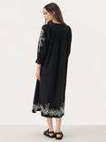 Part Two Nura Embroidered Loose Fit Midi Dress, Black