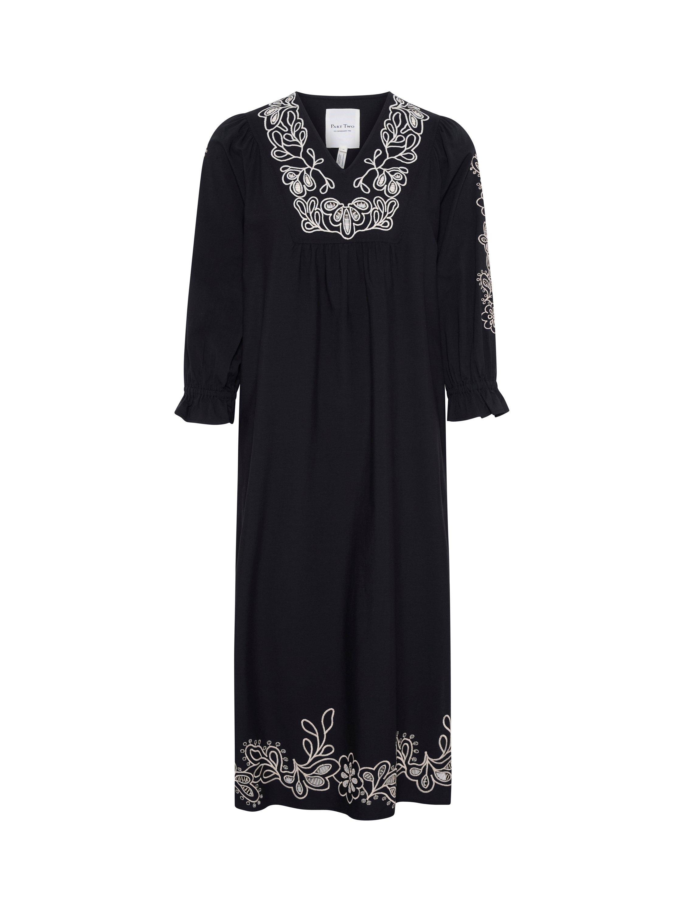Product image 5 of 6, which shows Part Two Nura Embroidered Loose Fit Midi Dress, Black, 12