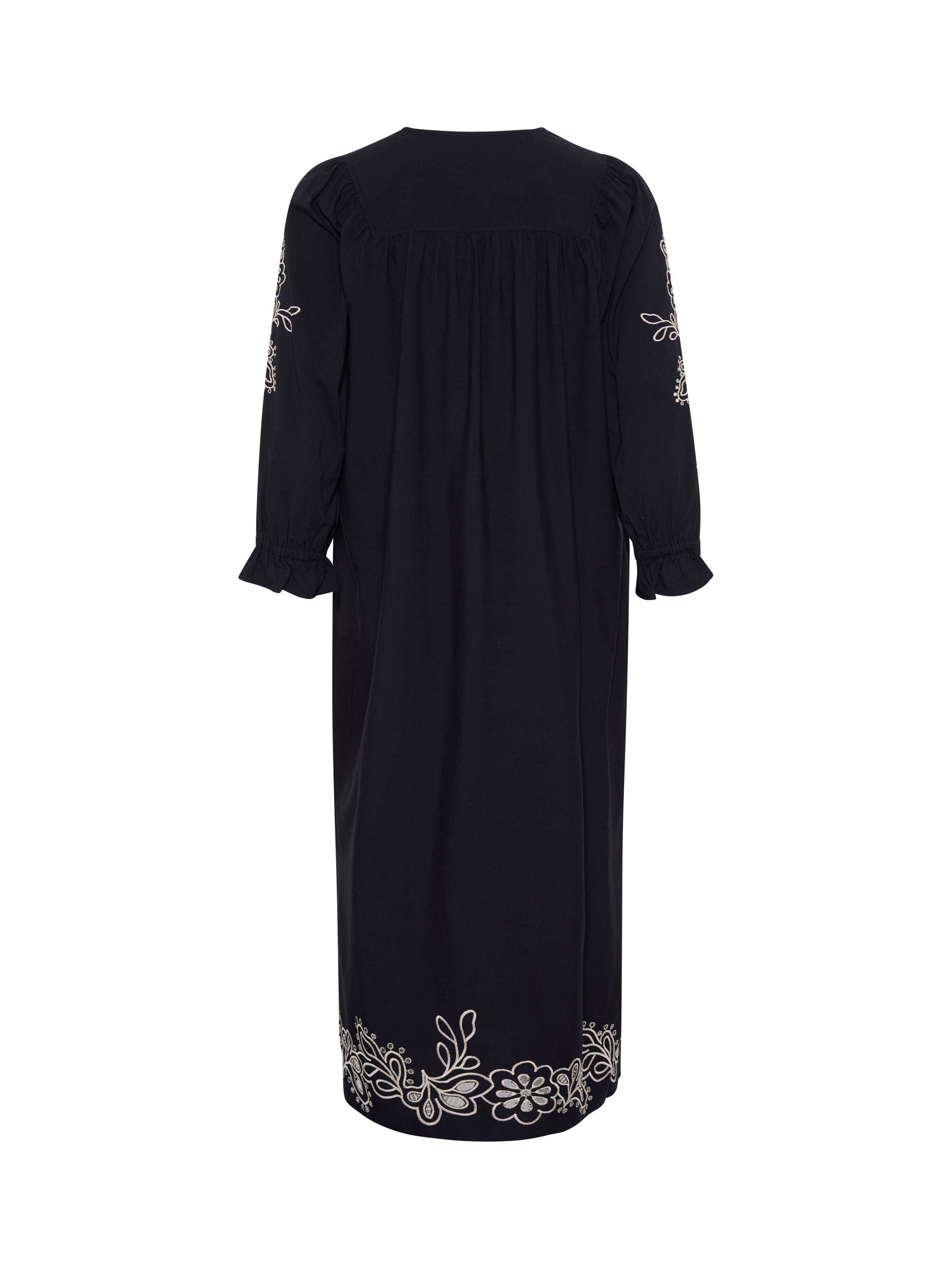 Product image 6 of 6, which shows Part Two Nura Embroidered Loose Fit Midi Dress, Black, 12