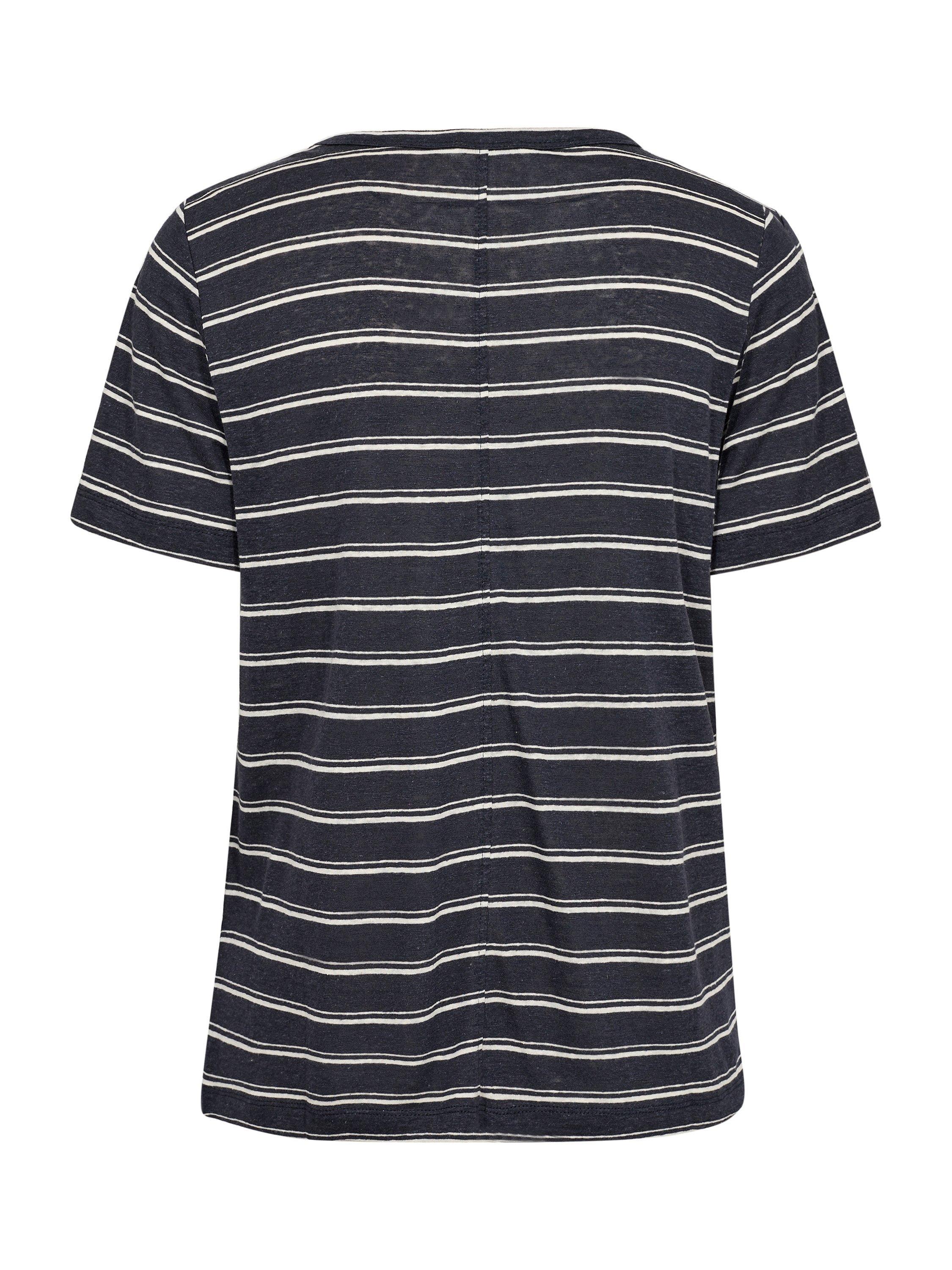 Product image 6 of 6, which shows Part Two Nacima Stripe Linen Rich T-Shirt, Midnight, XS