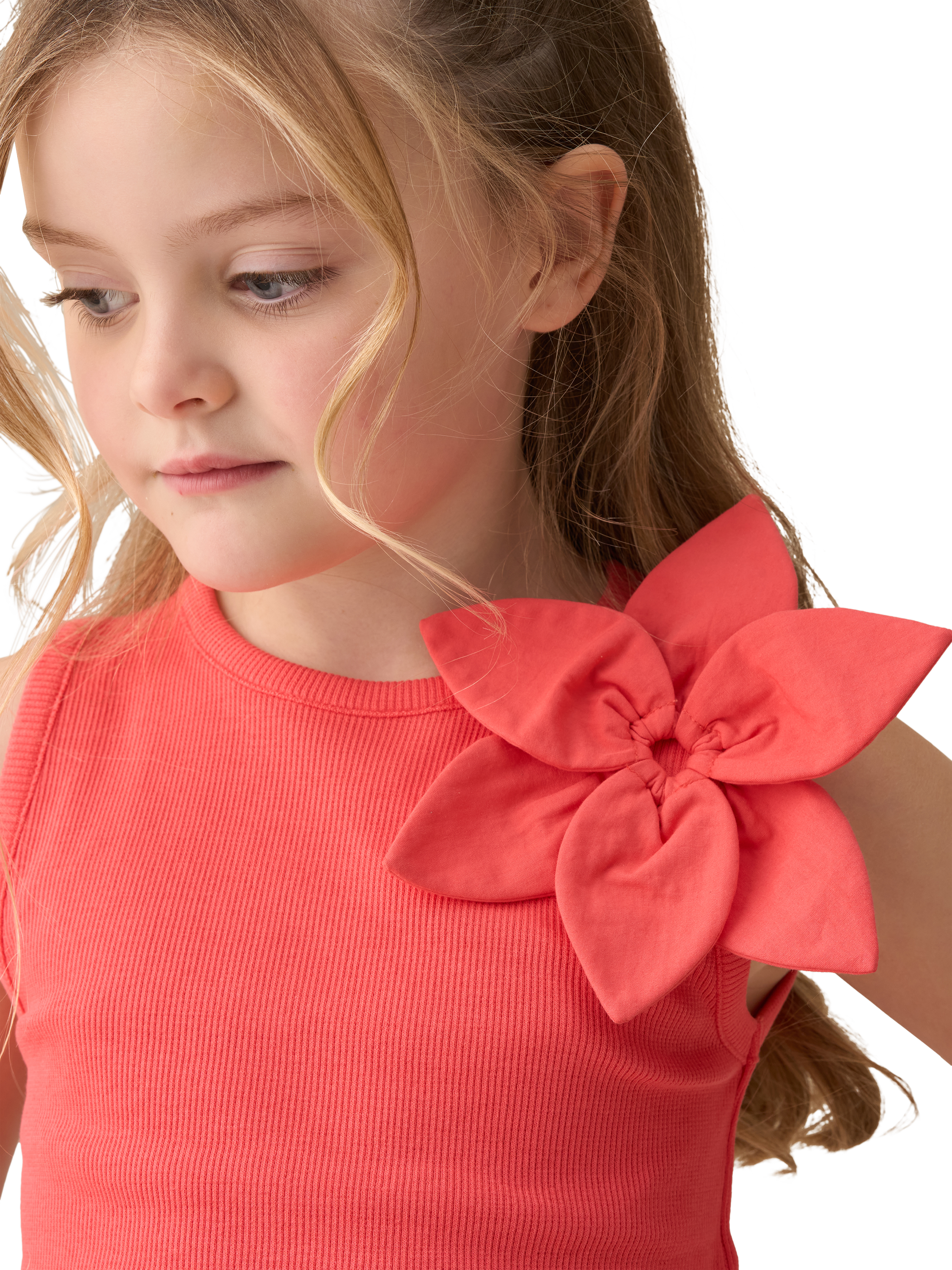 Product image 2 of 6, which shows Angel & Rocket Kids' Corsage Cami, Coral, 3-4 years