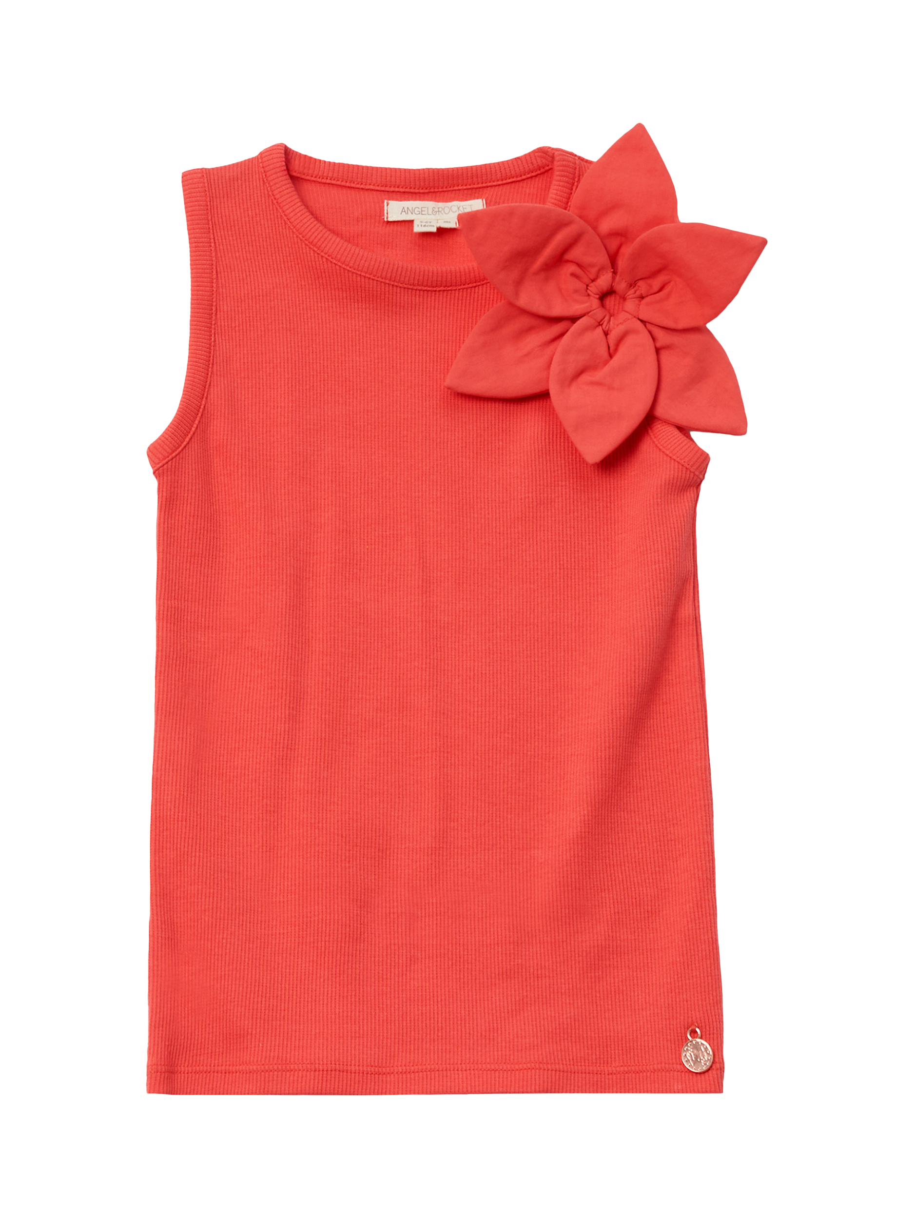 Product image 4 of 6, which shows Angel & Rocket Kids' Corsage Cami, Coral, 3-4 years