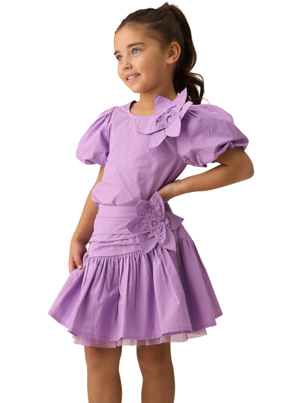 Angel & Rocket Kids' Corsage Woven Top, Purple - view 2, Purple