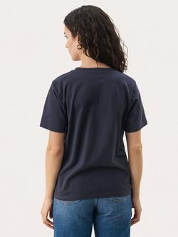Part Two Nahid Flower Pure Organic Cotton T-Shirt, Navy - view 2, Navy
