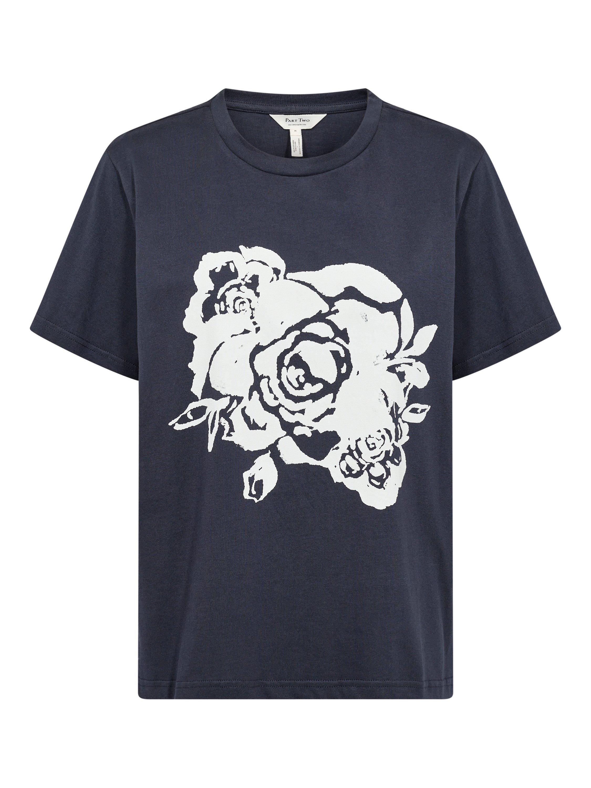 Product image 5 of 6, which shows Part Two Nahid Flower Pure Organic Cotton T-Shirt, Navy, XS