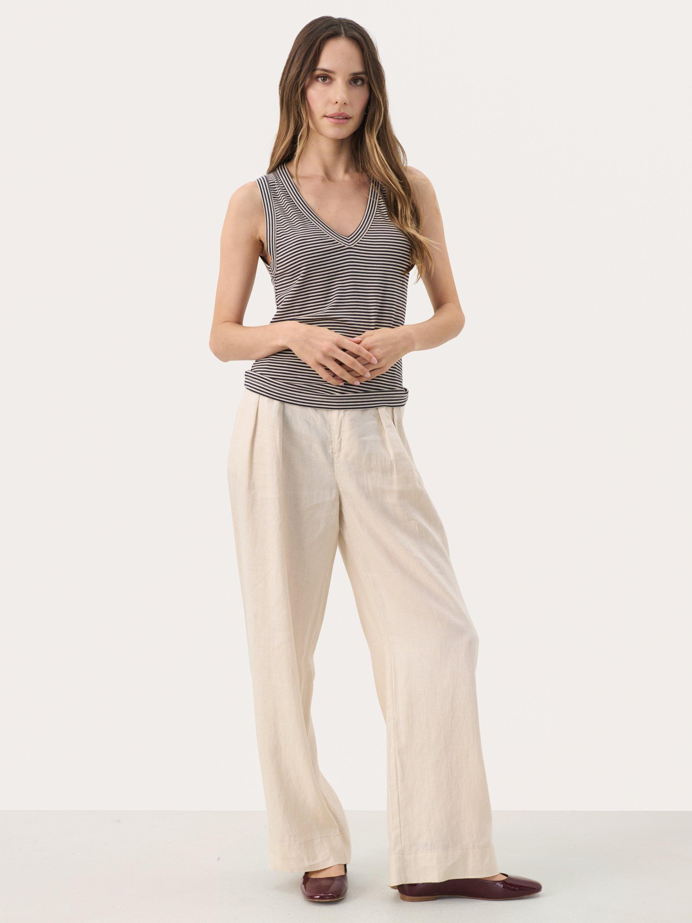 Product image 3 of 6, which shows Part Two Nikkia Stripe Vest Top, French Navy/Multi, XS