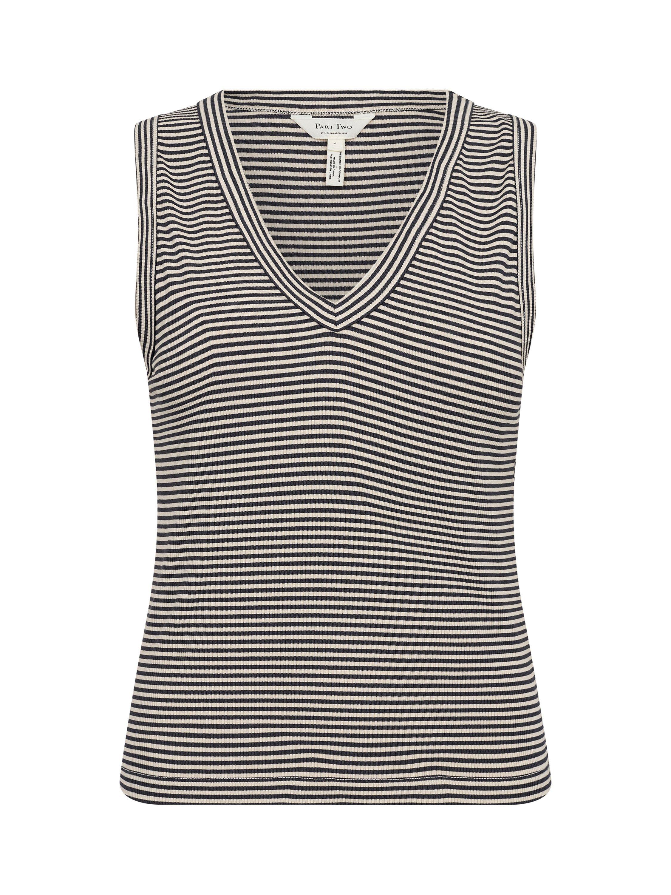 Product image 5 of 6, which shows Part Two Nikkia Stripe Vest Top, French Navy/Multi, XS