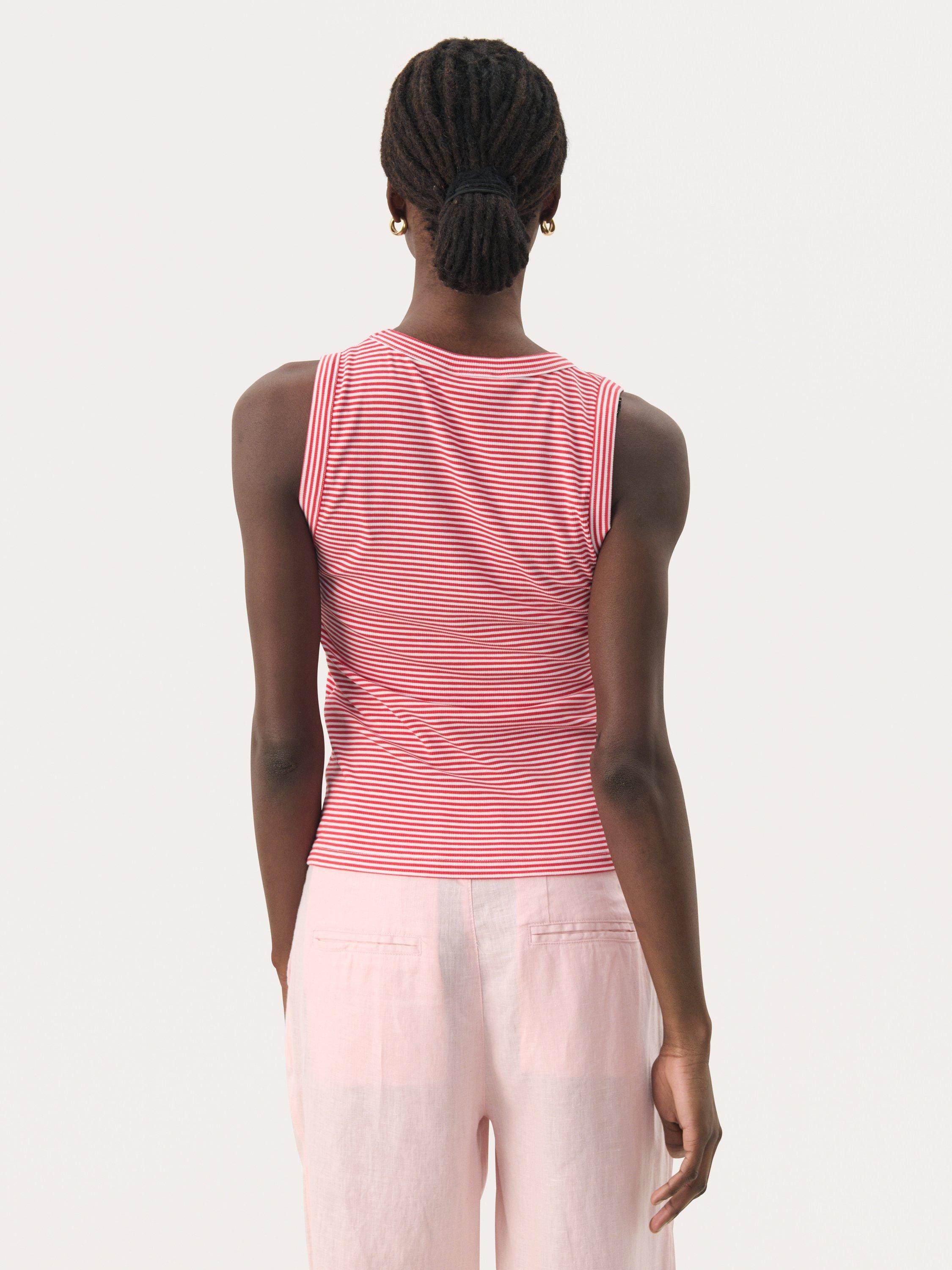 Product image 2 of 6, which shows Part Two Nikkia Stripe Vest Top, Red/White, S
