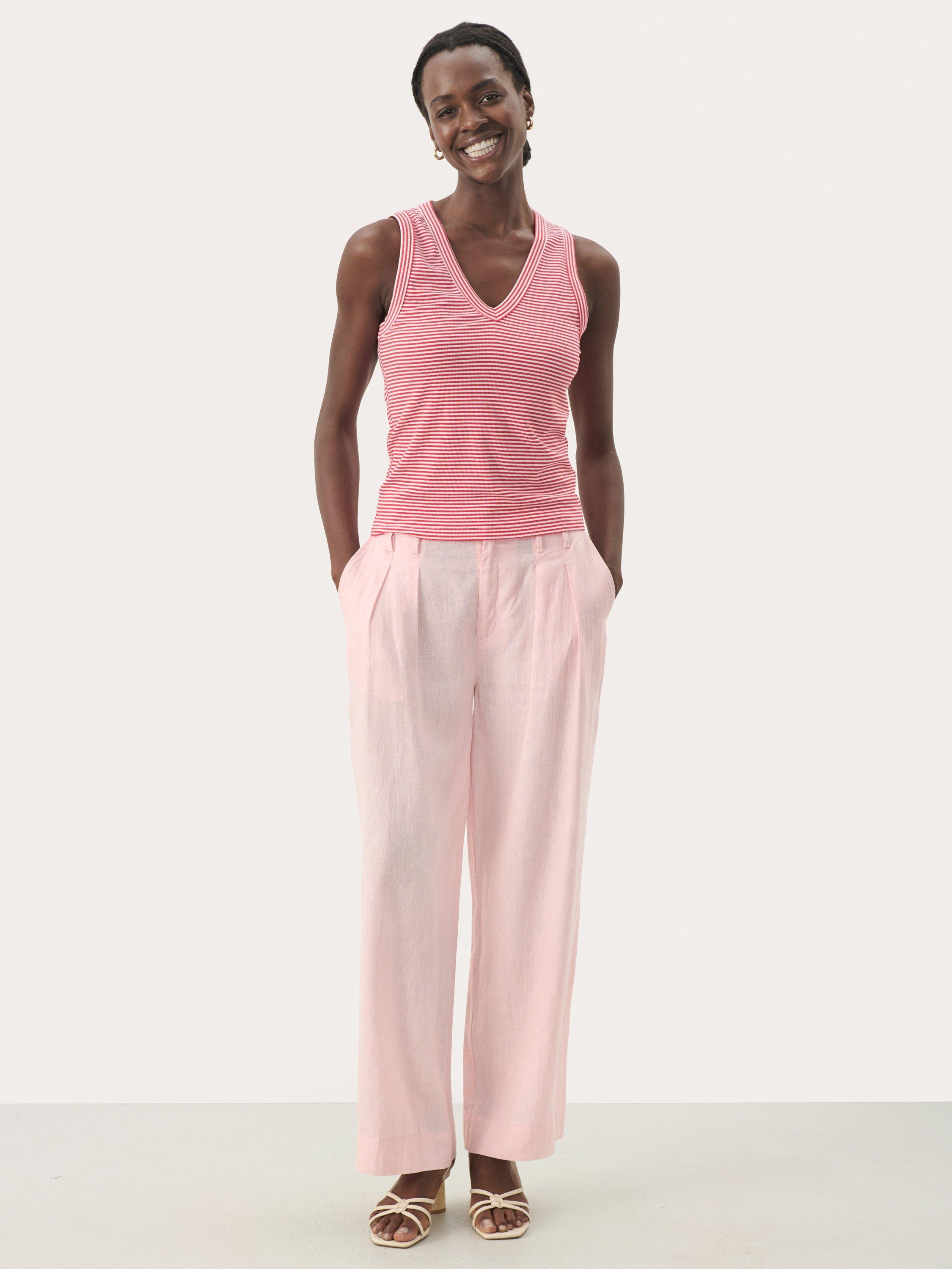 Product image 3 of 6, which shows Part Two Nikkia Stripe Vest Top, Red/White, S
