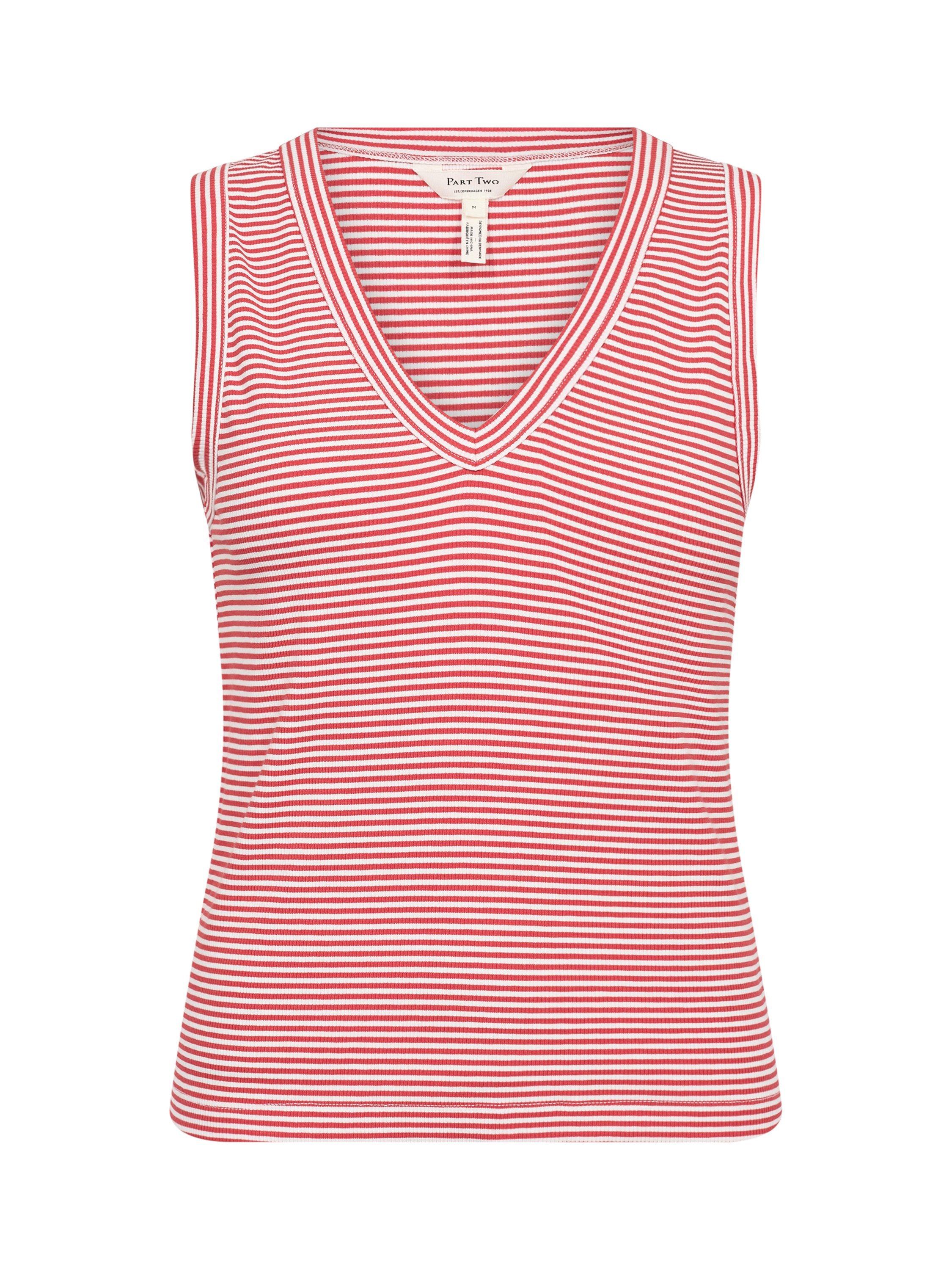 Product image 5 of 6, which shows Part Two Nikkia Stripe Vest Top, Red/White, S