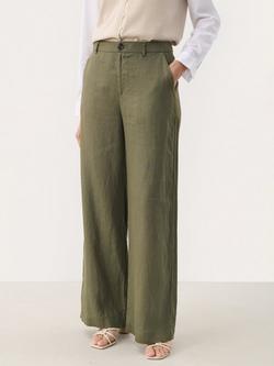 Part Two Ninnes Linen Relaxed Straight Leg Trousers, Kalamata
