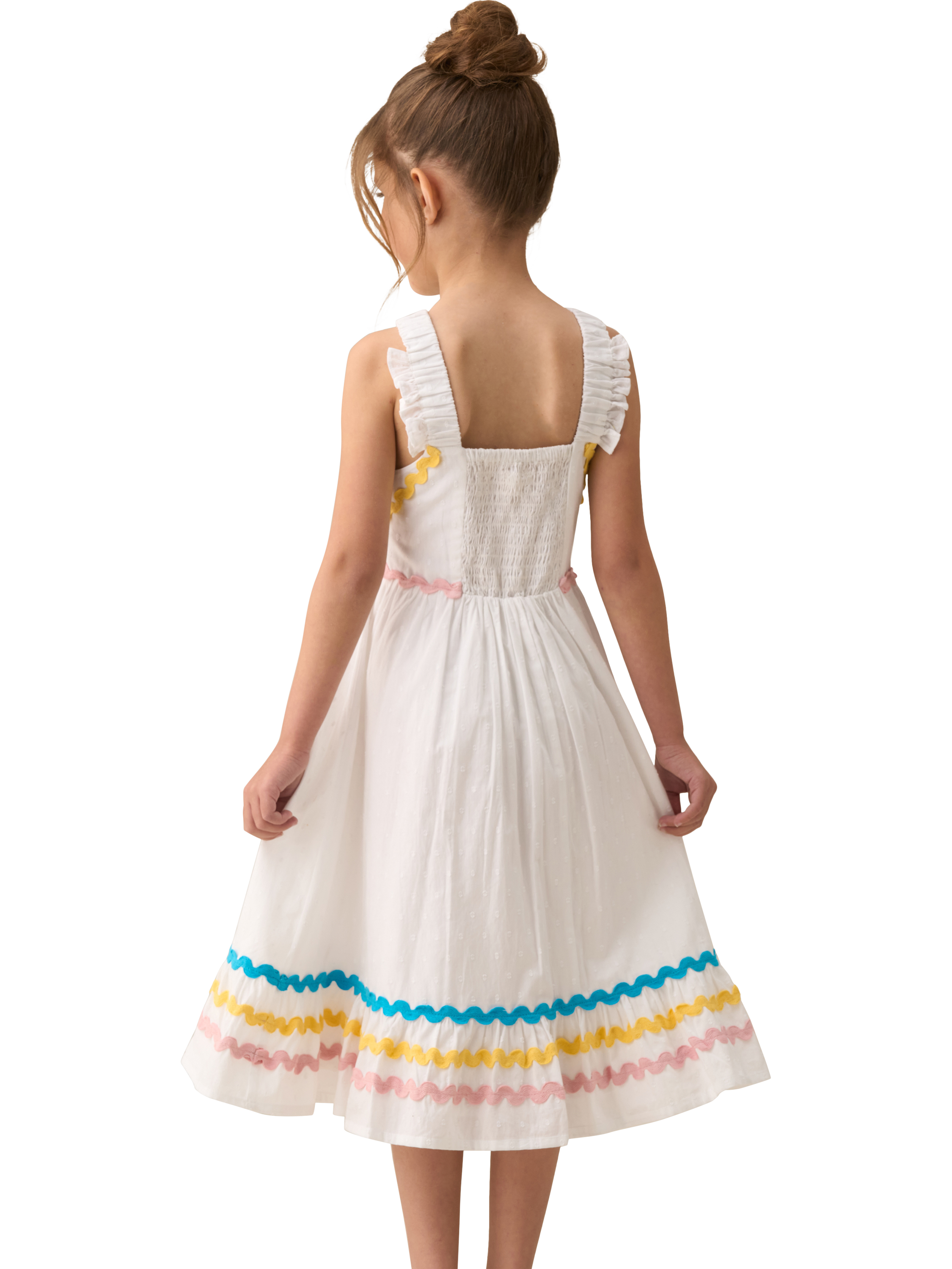 Product image 2 of 8, which shows Angel & Rocket Kids' Ric Rac Sundress, White, 2 years