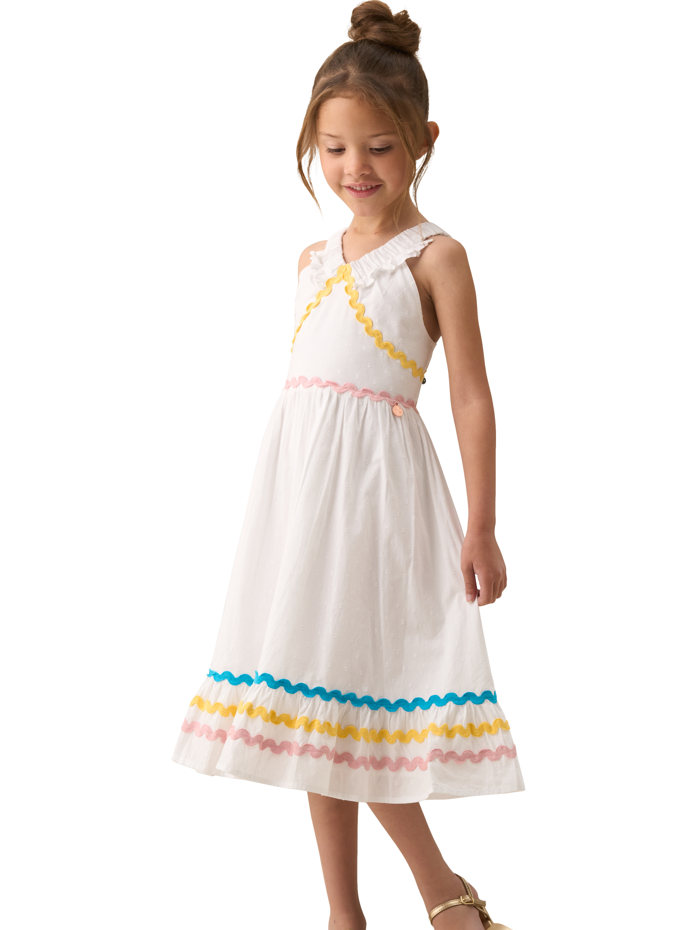 Product image 4 of 8, which shows Angel & Rocket Kids' Ric Rac Sundress, White, 2 years