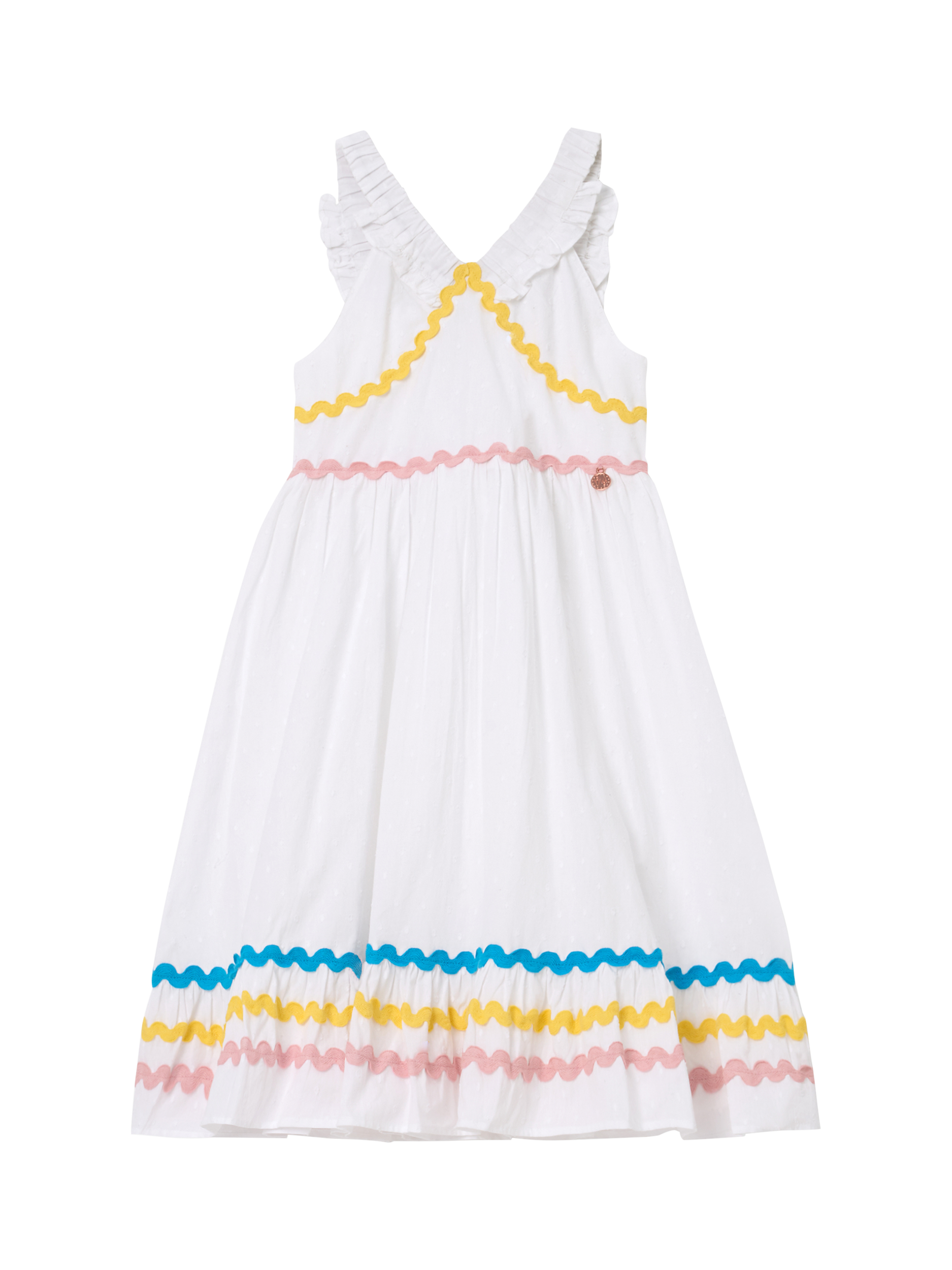 Product image 6 of 8, which shows Angel & Rocket Kids' Ric Rac Sundress, White, 2 years