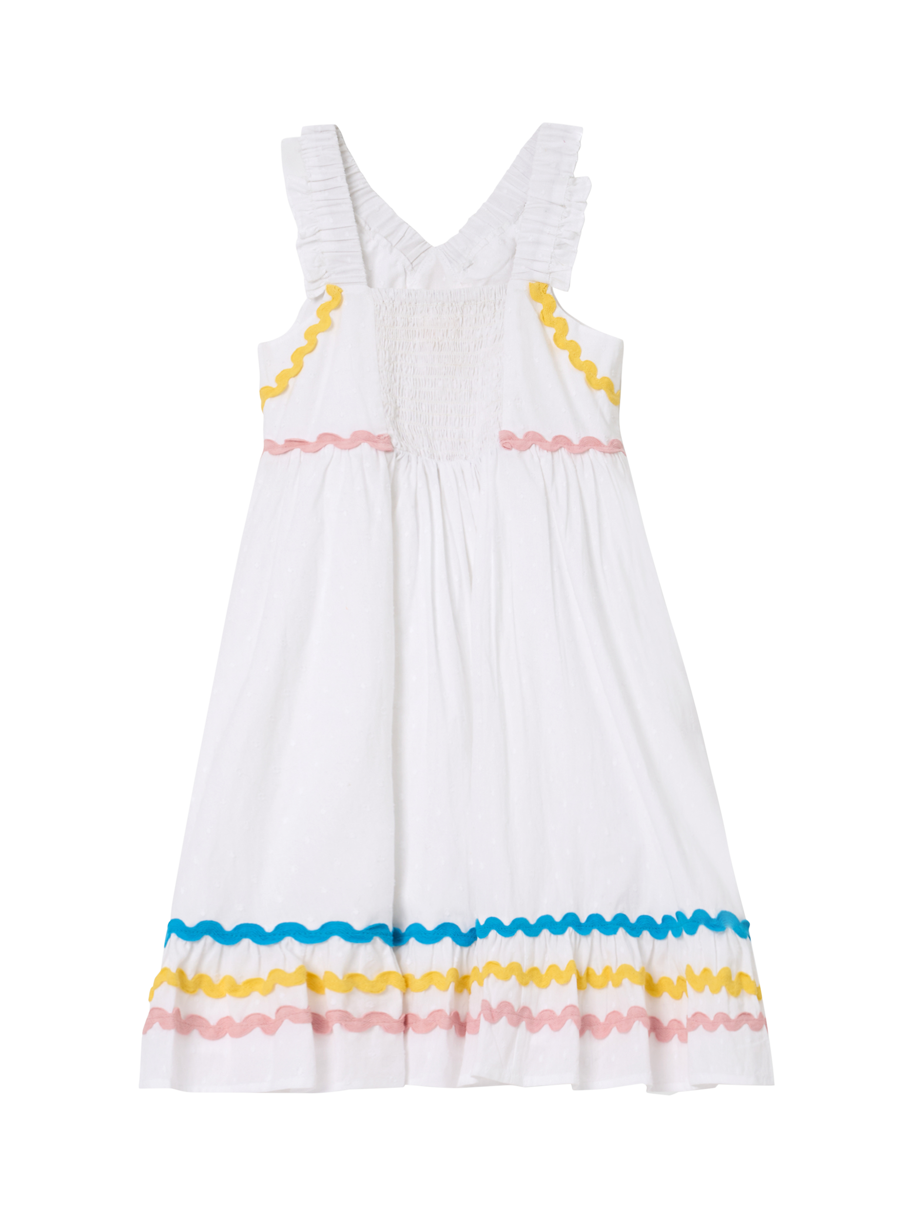 Product image 7 of 8, which shows Angel & Rocket Kids' Ric Rac Sundress, White, 2 years