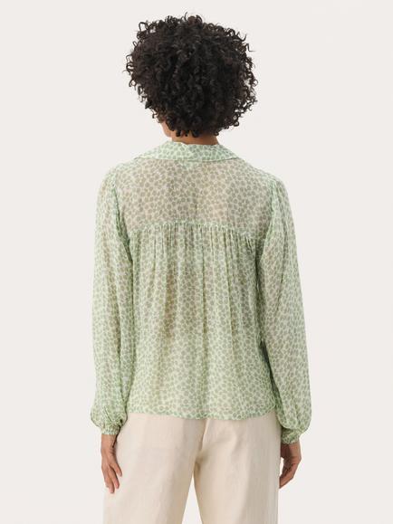 Part Two Nicholina Floral Semi Sheer Collar V-Neck Blouse, Green/Multi - view 2, Green/Multi
