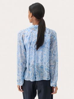 Part Two Nicholina Swirl Semi Sheer Collar V-Neck Blouse, Silver Lake/Multi - view 2, Silver Lake/Multi