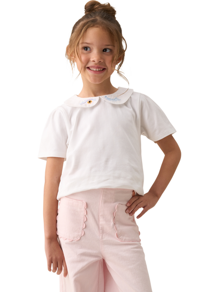 Angel & Rocket Kids' Peter Pan Collar T-Shirt, White - view 2, White