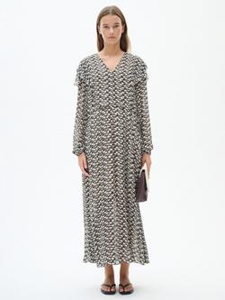 InWear Cessie Abstract Print Chiffon Maxi Dress, Neutral/Multi