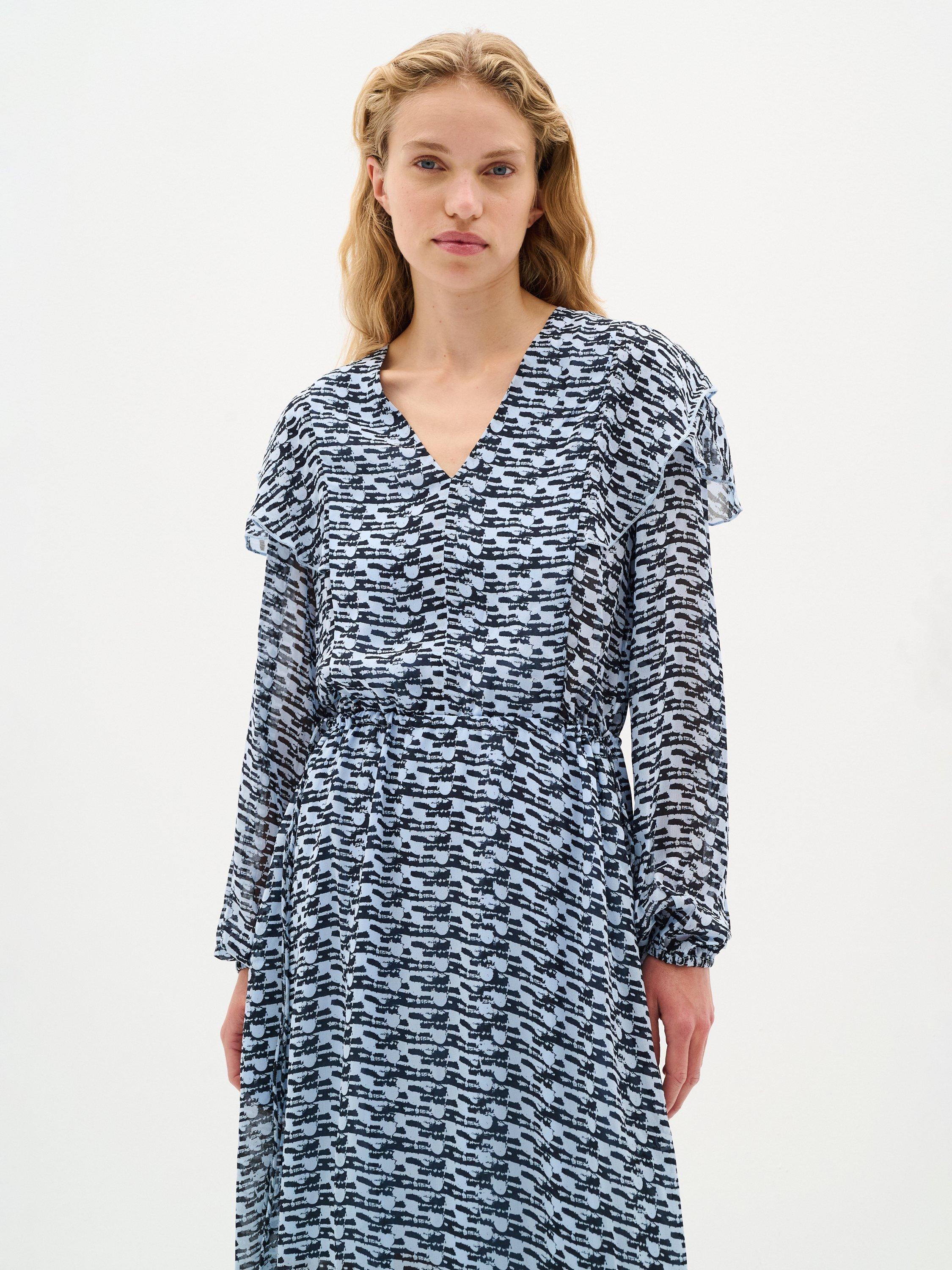 Product image 3 of 6, which shows InWear Cessie Abstract Print Chiffon Maxi Dress, Blue/Multi, 8