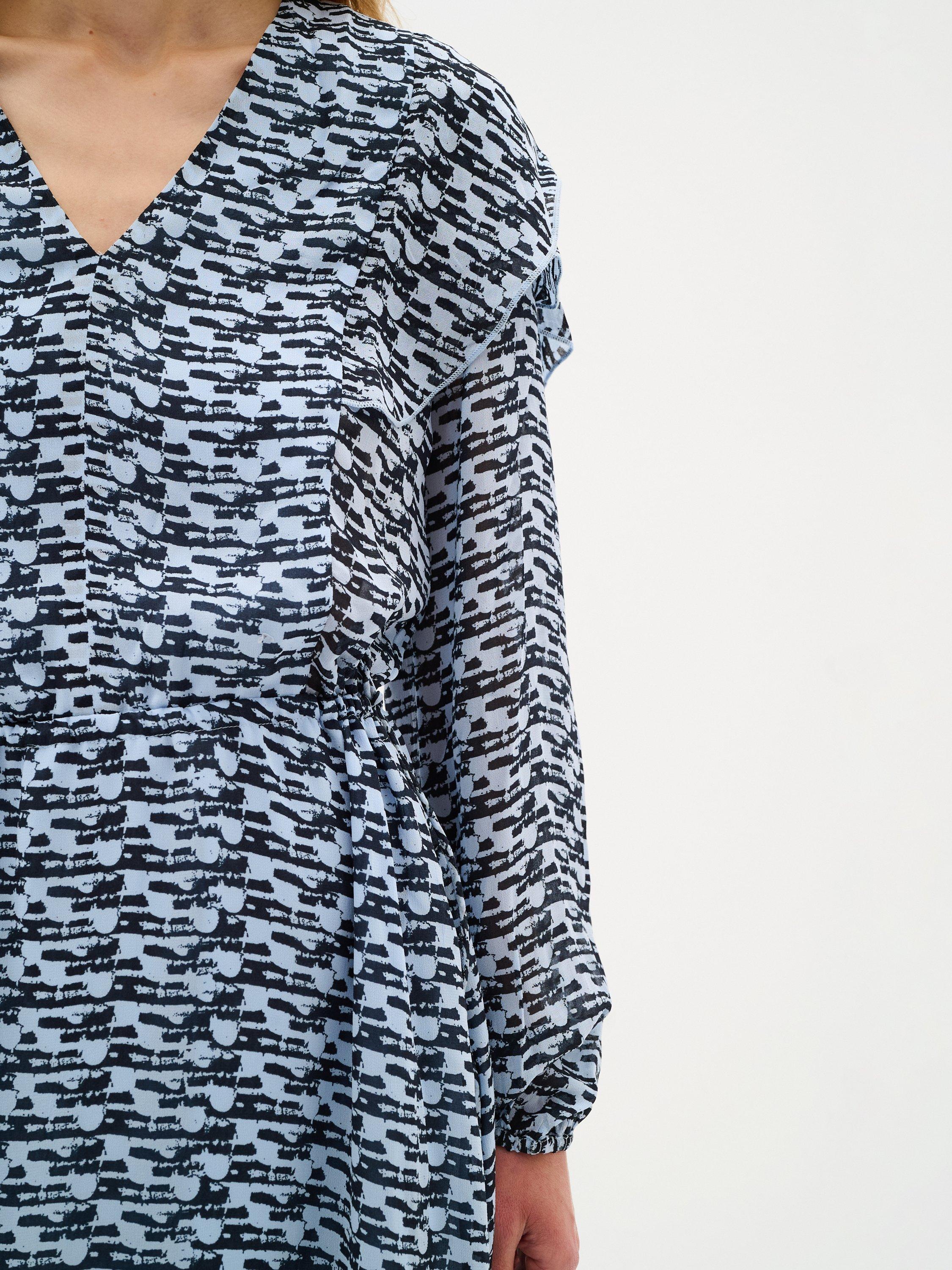 Product image 4 of 6, which shows InWear Cessie Abstract Print Chiffon Maxi Dress, Blue/Multi, 8