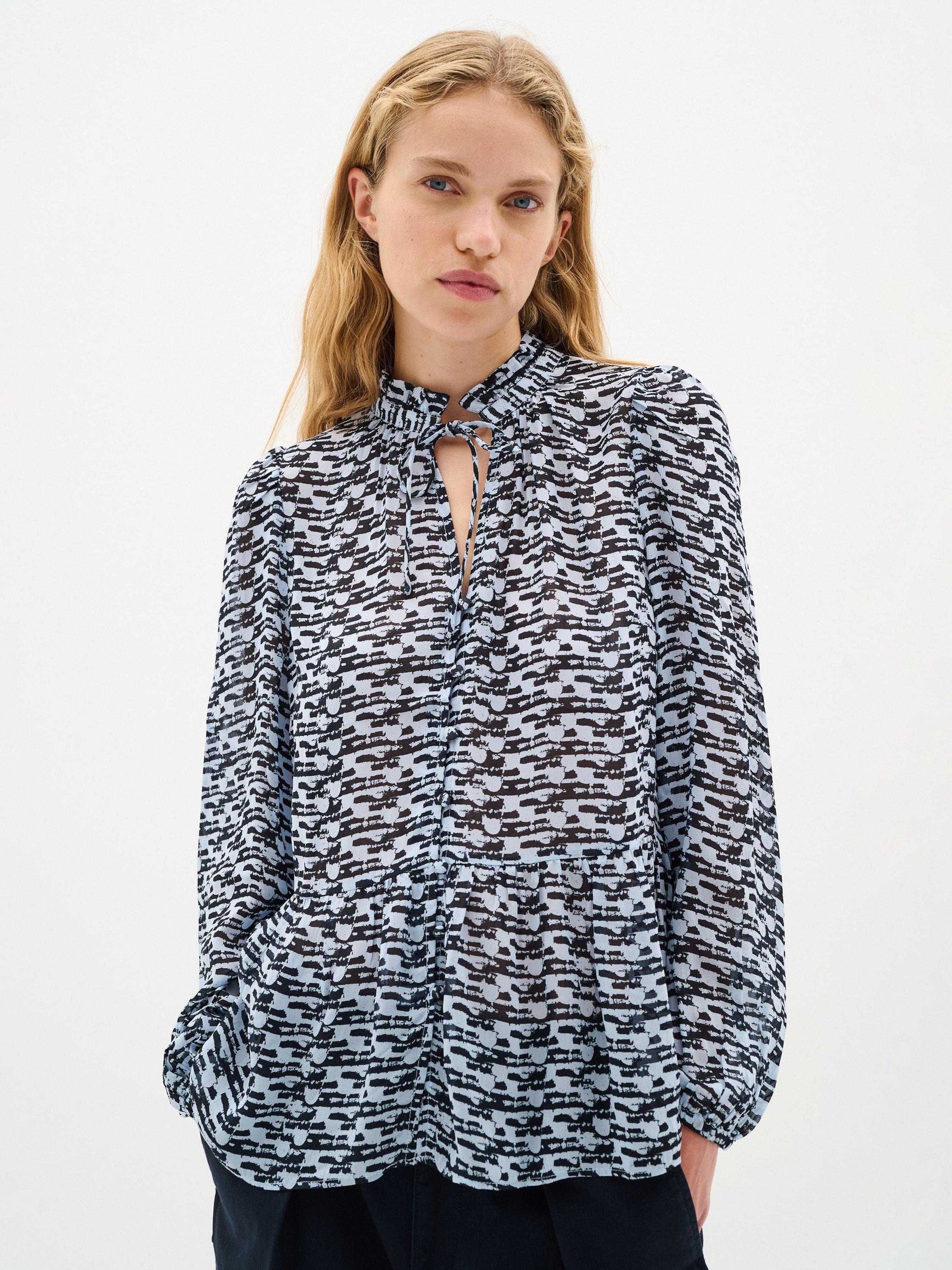 Product image 1 of 6, which shows InWear Cessie Graphic Sheer Shirt, Blue/Multi, 8