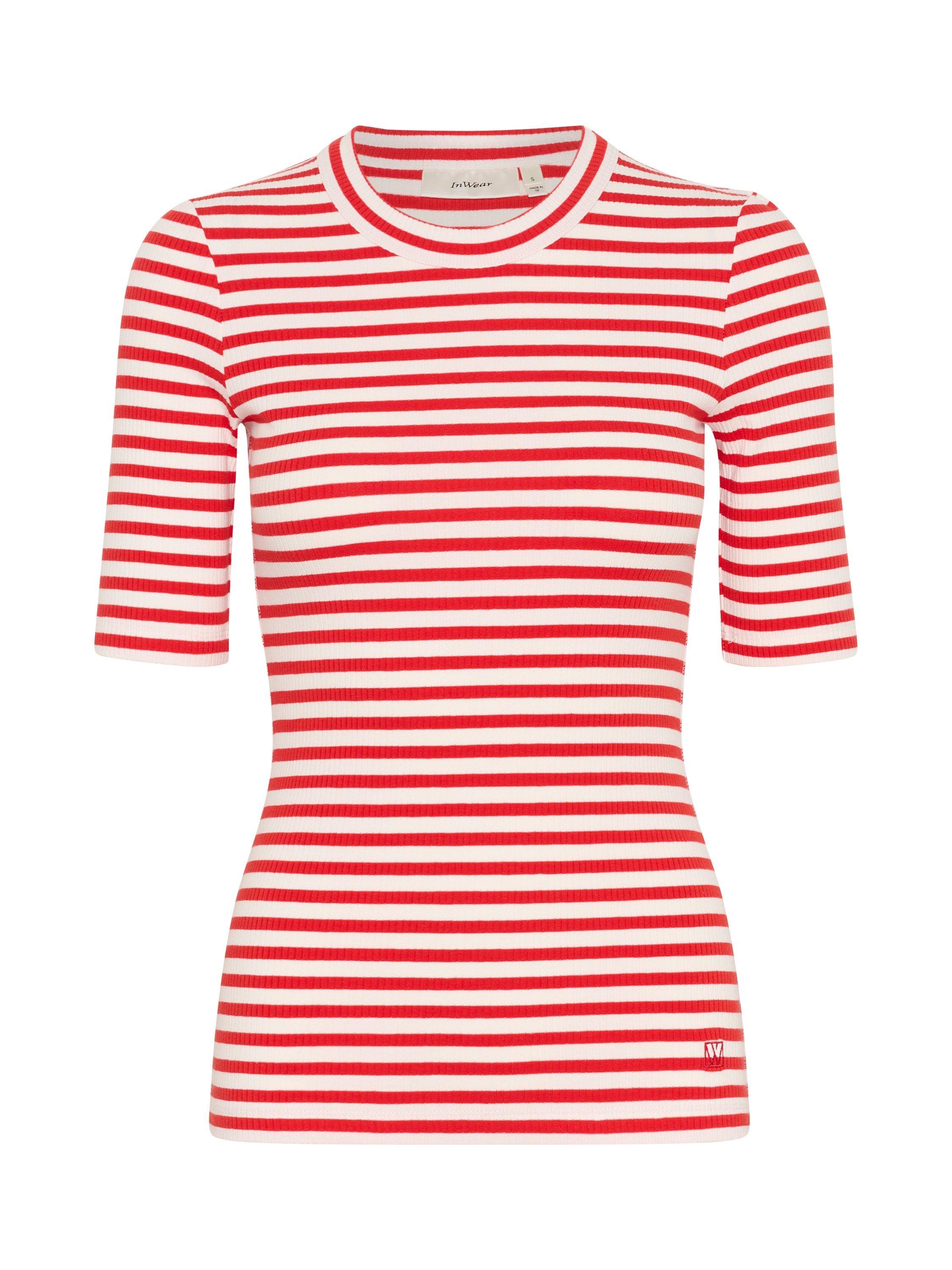 Product image 5 of 6, which shows InWear Dagna Stripe T-Shirt, Red/White, XS